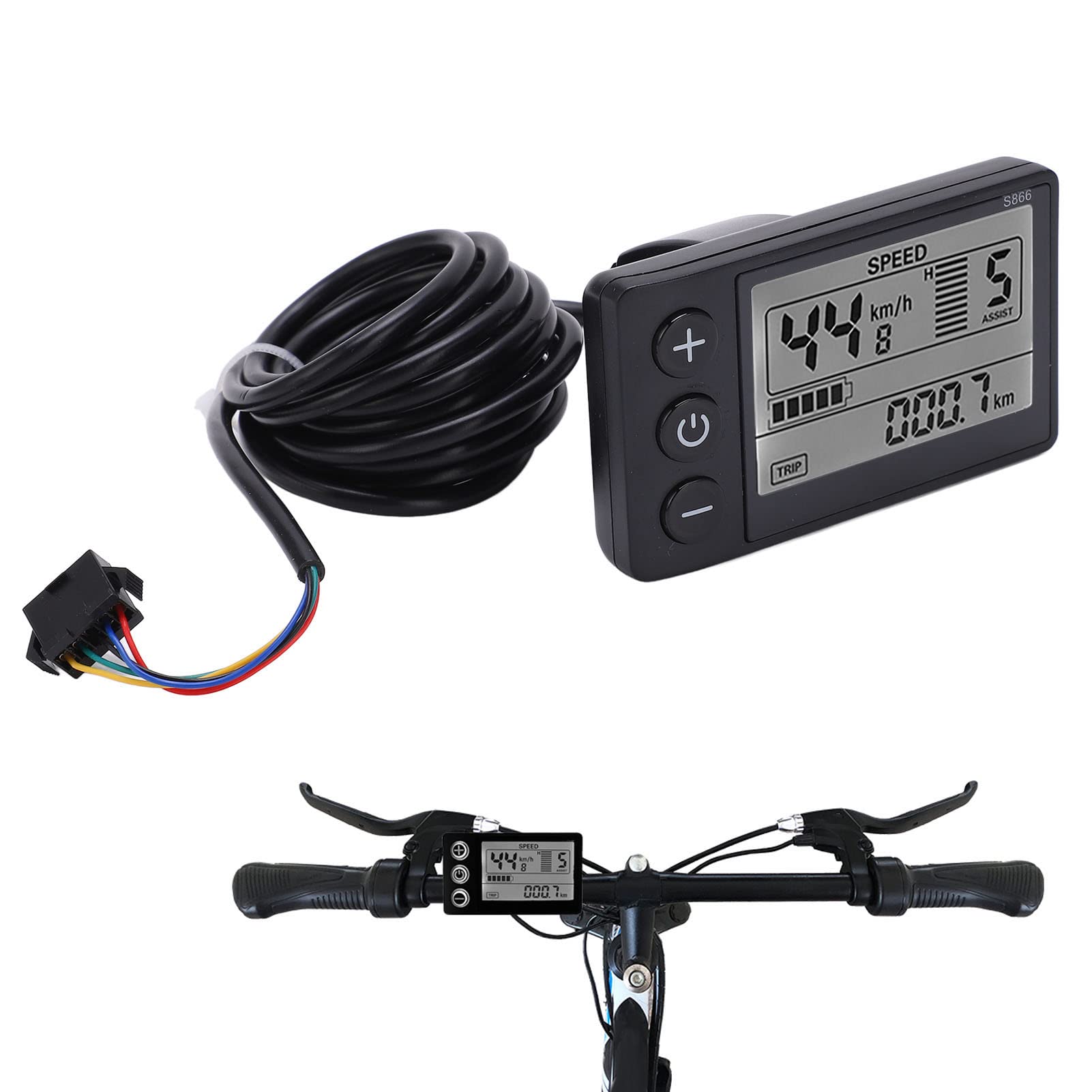 Wired Bike Computer - S866 Electric Speedometer with LCD Display, UART Panel & SM Plug for 24V 36V 48V E-Bikes - Perfect for Cycling, Commuting & Outdoor Adventures