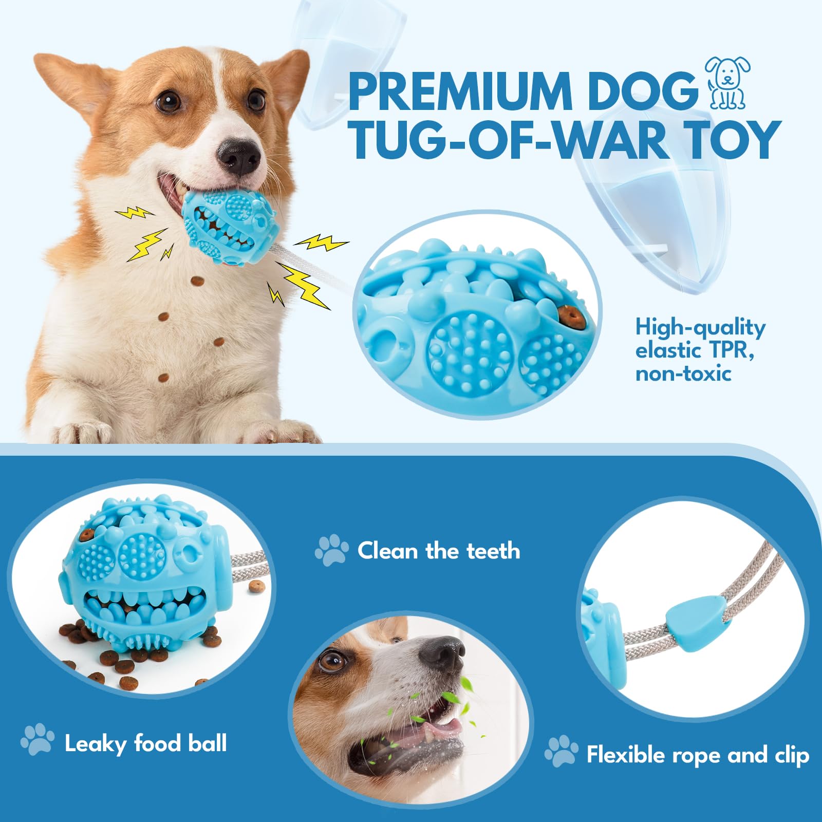 Interactive Suction Cup Dog Toys for Tug of War - Mental Stimulation Puzzle & Treat Dispenser for Small & Medium Dogs - Perfect for Puppy Teething, Boredom Relief & Indoor Playtime