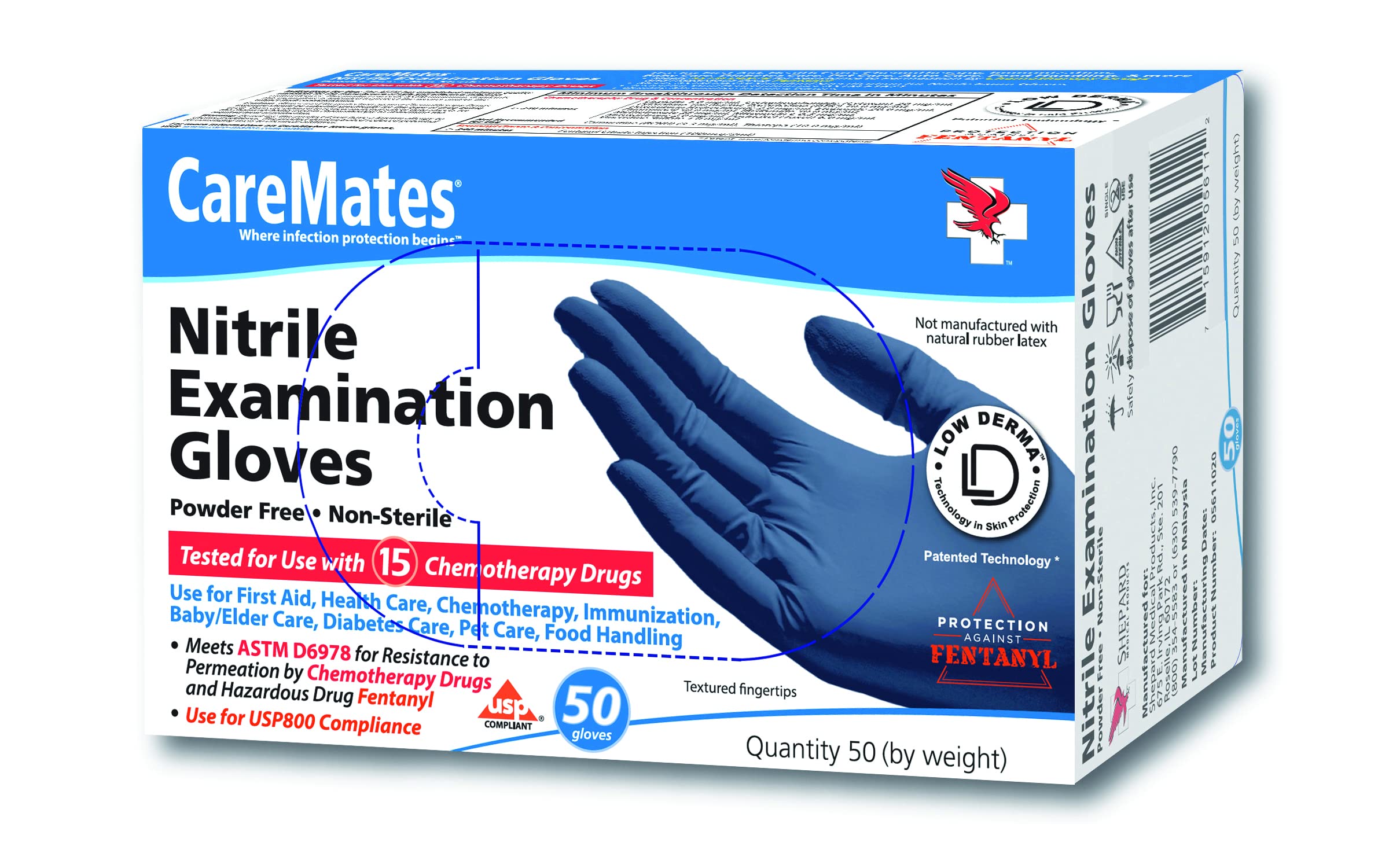 Powder Free Nitrile Exam Gloves Medium - 4 Pack | Latex-Free, Durable & Comfortable for Medical, Dental, Tattoo & Cleaning Use