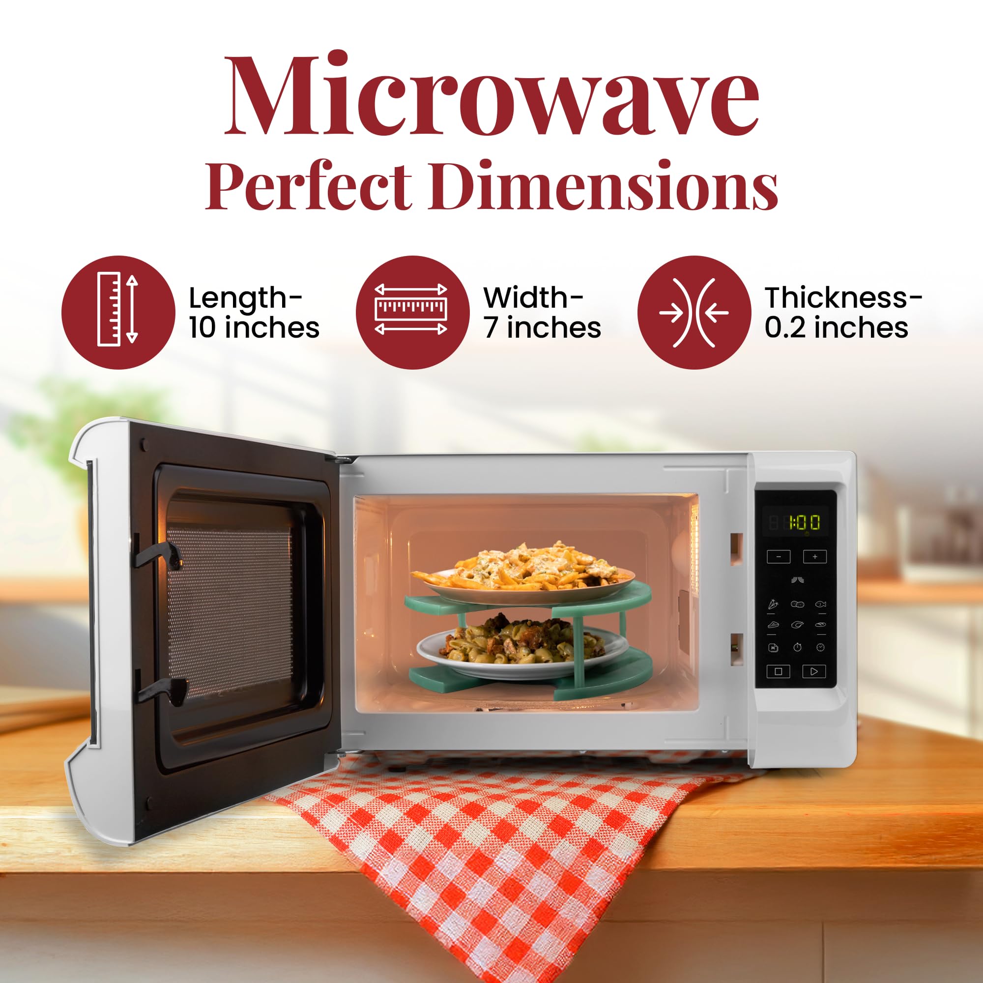 DoubleWave Teal Two Tier Microwave Plate Stacker - BPA Free Large Microwave Plate Holder | Safe & Durable for Everyday Use | Perfect Food Organizer for Busy Professionals & Small Kitchens | Ideal for Meal Prep, Leftovers & Quick Reheating