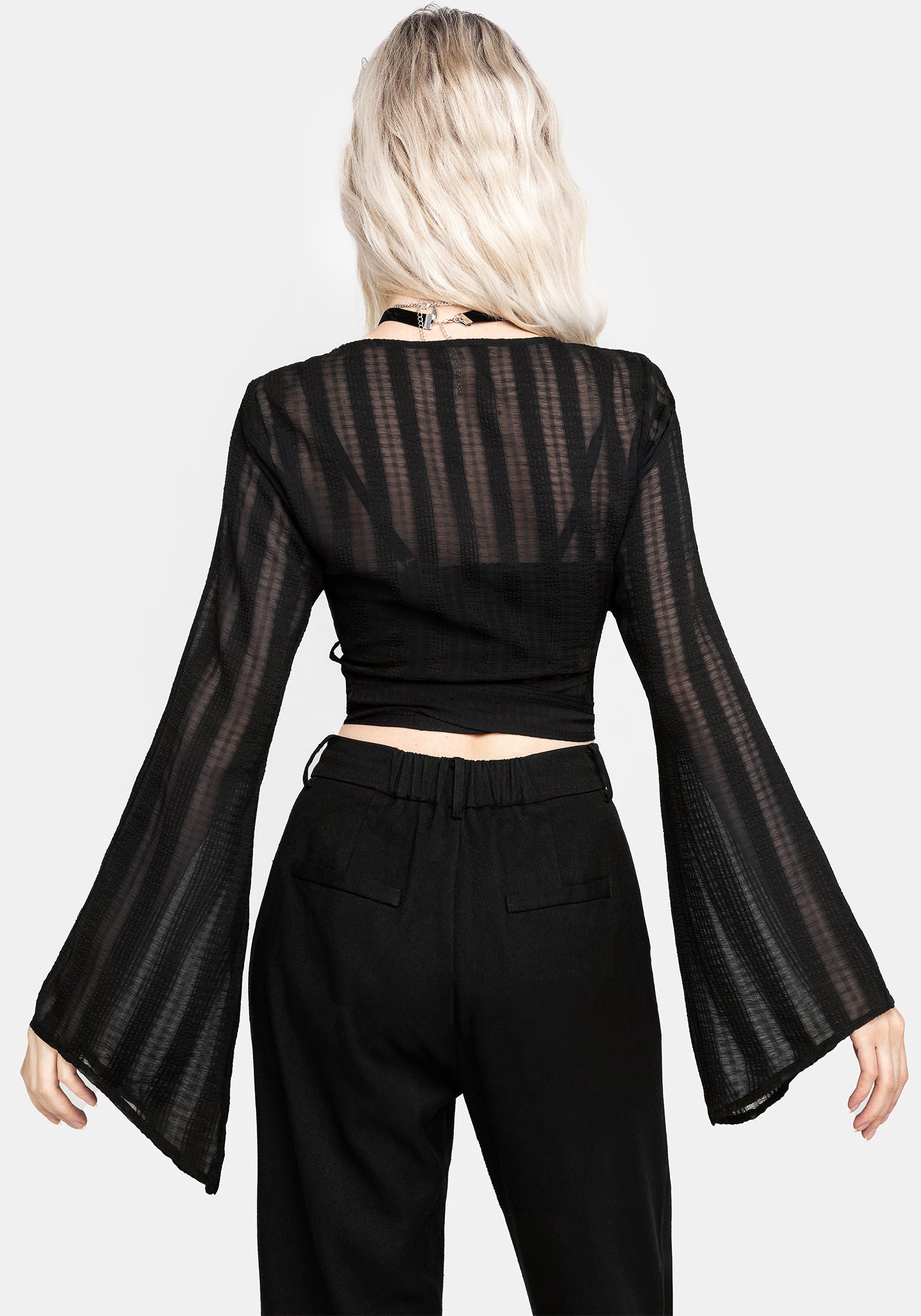 Nixie Flare Sleeve Wrap Top for Women - Boho Chic Blouse with Bell Sleeves & V-Neck - Perfect for Date Night, Office Wear & Summer Outfits