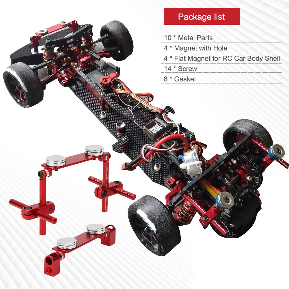 Tbest RC Car Body Mount Kit - Aluminum Magnetic Invisible Body Shell Mount for 1/10 Scale RC Racing & Drift Cars (Red) | Durable & Secure Fastening Solution for Off-Road, Track Racing & Stunt Performance