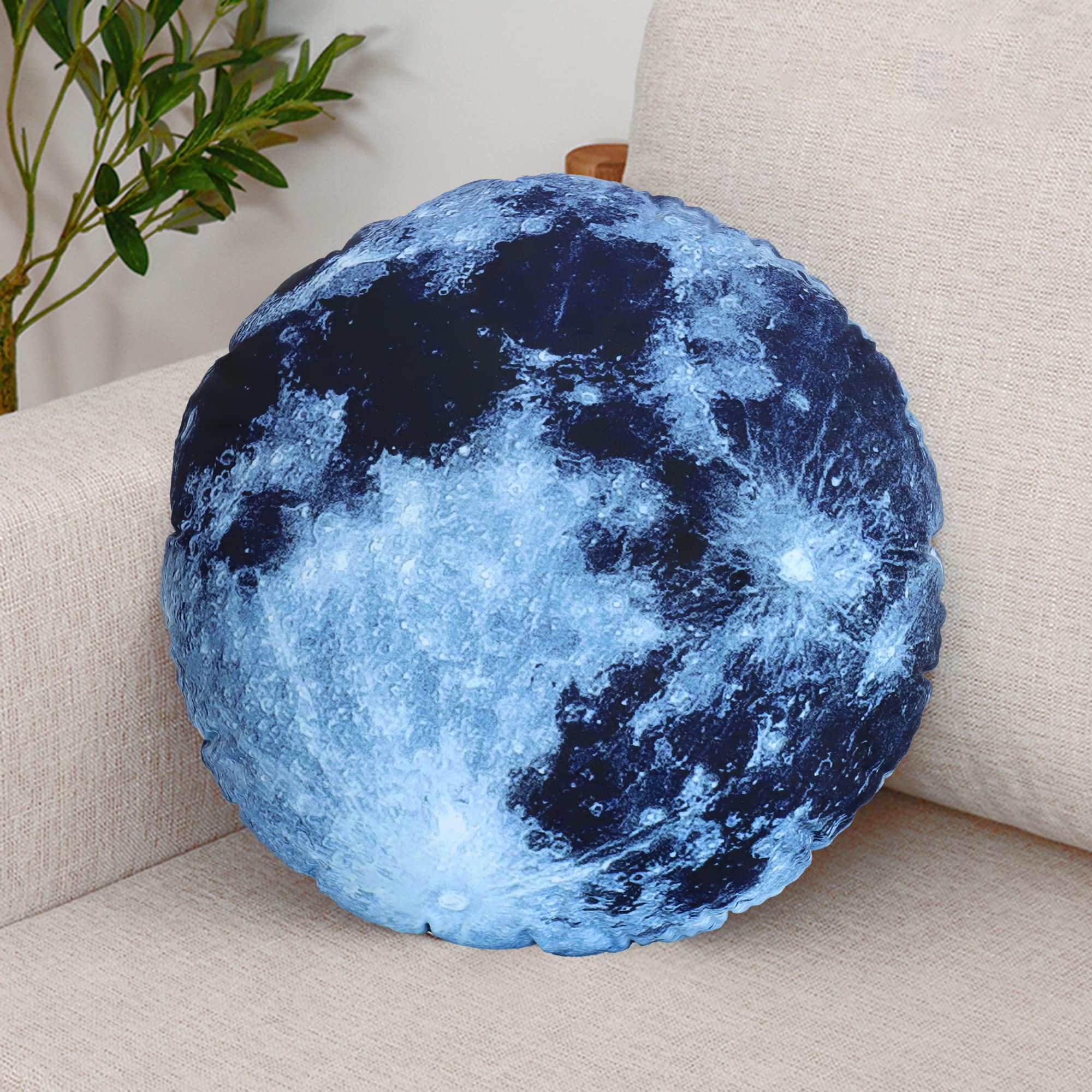 WOWMAX 3D Curve Floor Pillows - Creative Home Decor, Planet-Shaped Stuffed Throw Pillows (16x16 Inches, Black Moon) - Perfect for Living Room, Bedroom, Photo & Film Props