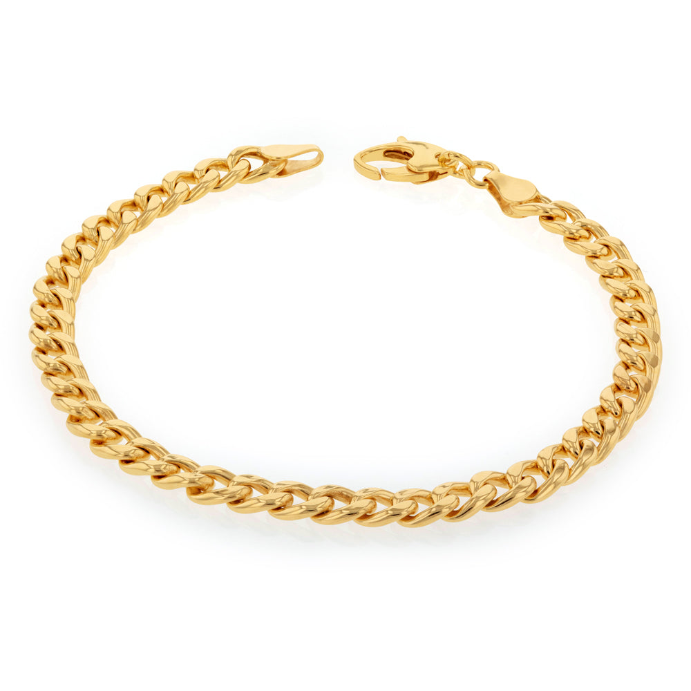 9ct Silver Filled Yellow Gold Curb Chain Bracelet - 19cm Length, 150 Gauge - Perfect for Everyday Wear, Gifts & Special Occasions