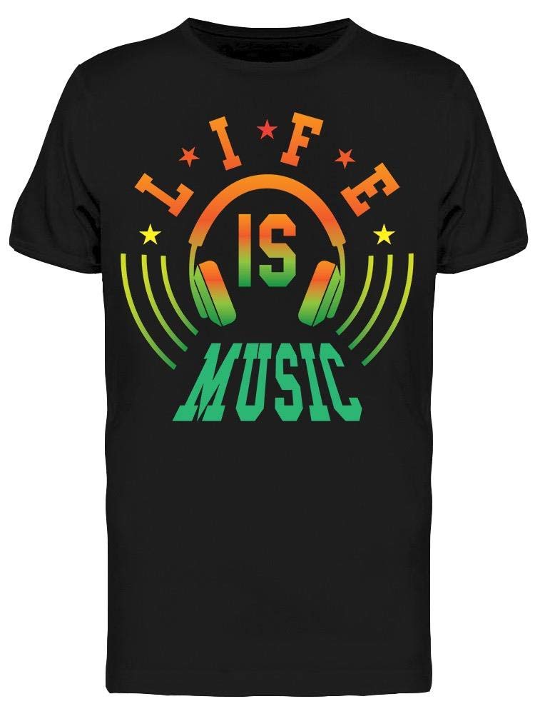 Smartprints Life Is Music Headphones Graphic Men's T-Shirt - Black Cotton Tee for Casual Wear, Music Lovers & Street Style