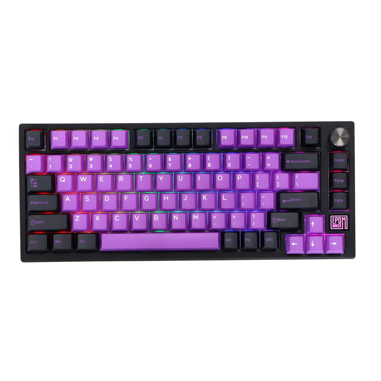 EPOMAKER TH80 SE 75% Gasket Mount Mechanical Keyboard - NKRO, Hot Swappable, RGB Backlit, Triple Mode (Wired/Bluetooth/2.4G) for Gaming - Poron/EVA Foam Dampening, Knob Control - Compatible with Windows/Mac - TH80 SE Black Purple (Gateron Pro Black Switches) - Perfect for Esports, Office Work & Typing Enthusiasts