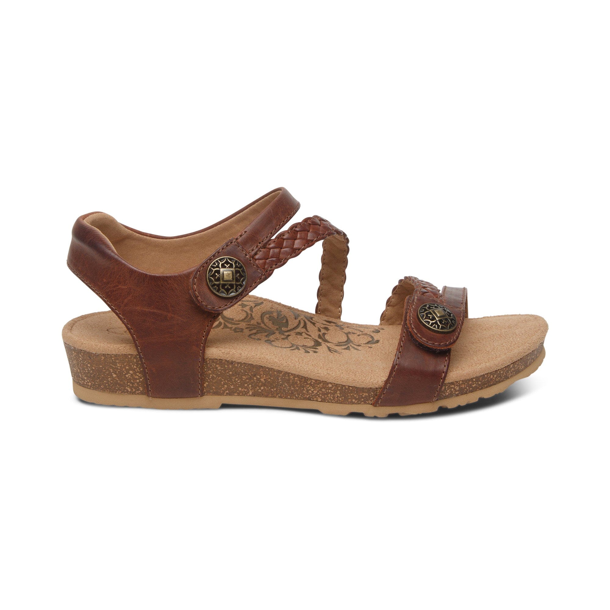 Aetrex Jillian SC441 Walnut Women's Comfortable Orthotic Sandals - Perfect for Walking, Travel & Everyday Wear