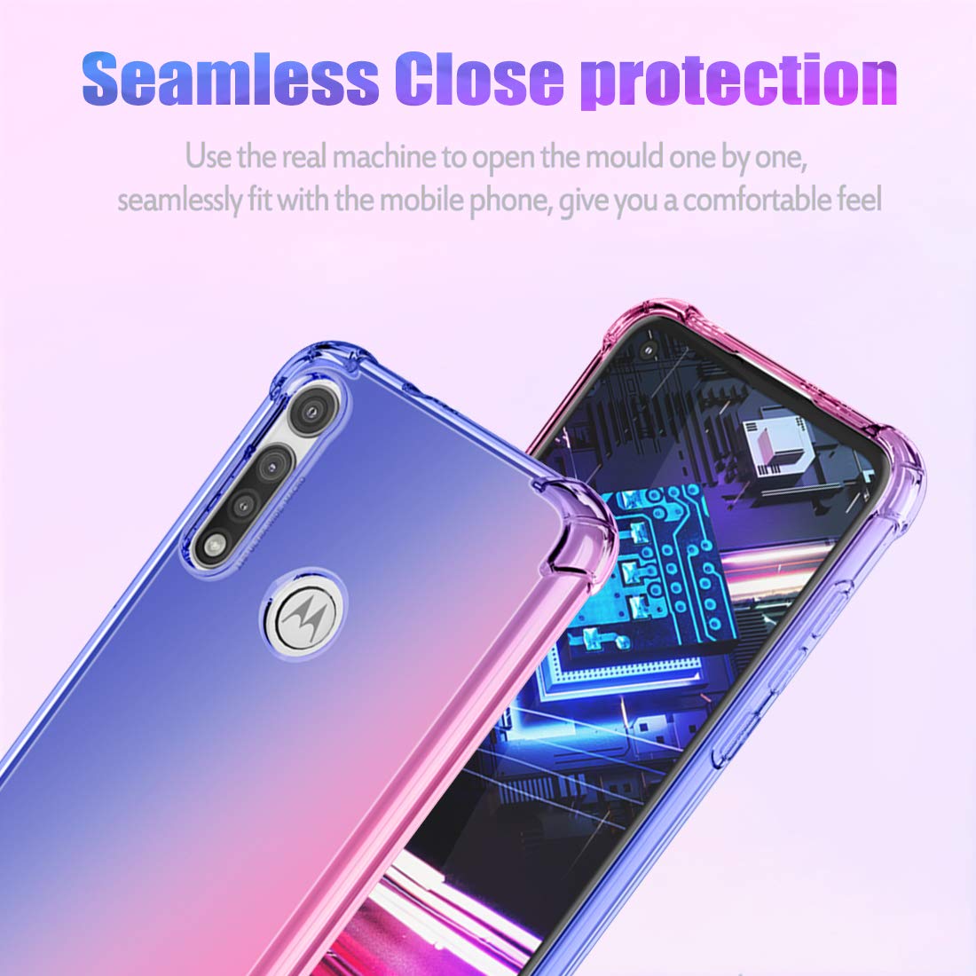 Premium Shockproof TPU Case for Motorola Moto G Fast - Slim Clear Gradient Design (Blue/Pink) | Anti-Scratch Protection | Perfect for Everyday Use, Travel & Outdoor Activities