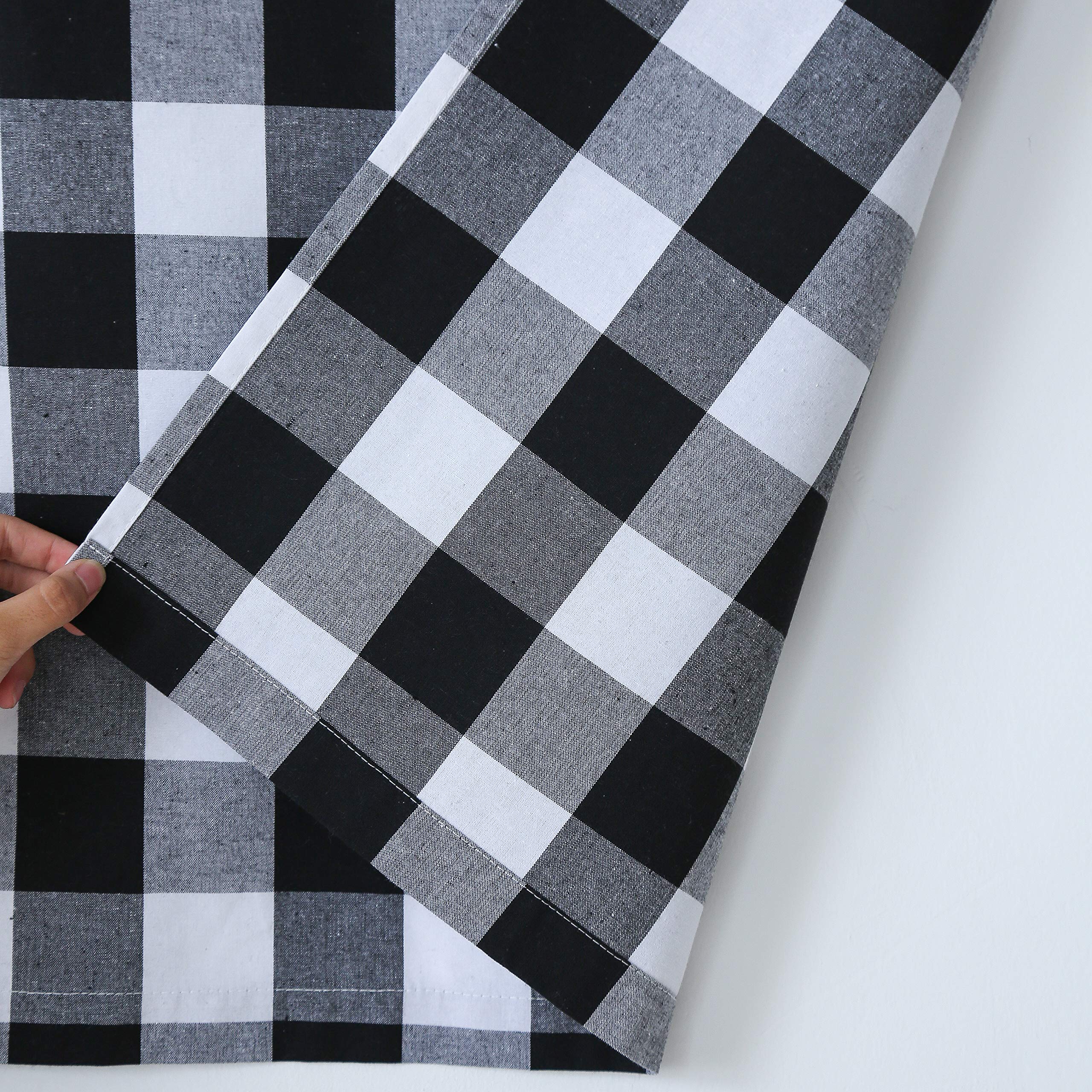 Black and White Buffalo Gingham Check Cotton Curtains - 95 Inch Long Rod Pocket Window Panels (Set of 2) for Living Room, Bedroom & Kitchen - Farmhouse Style Plaid Checker Drapes for Rustic Home Decor