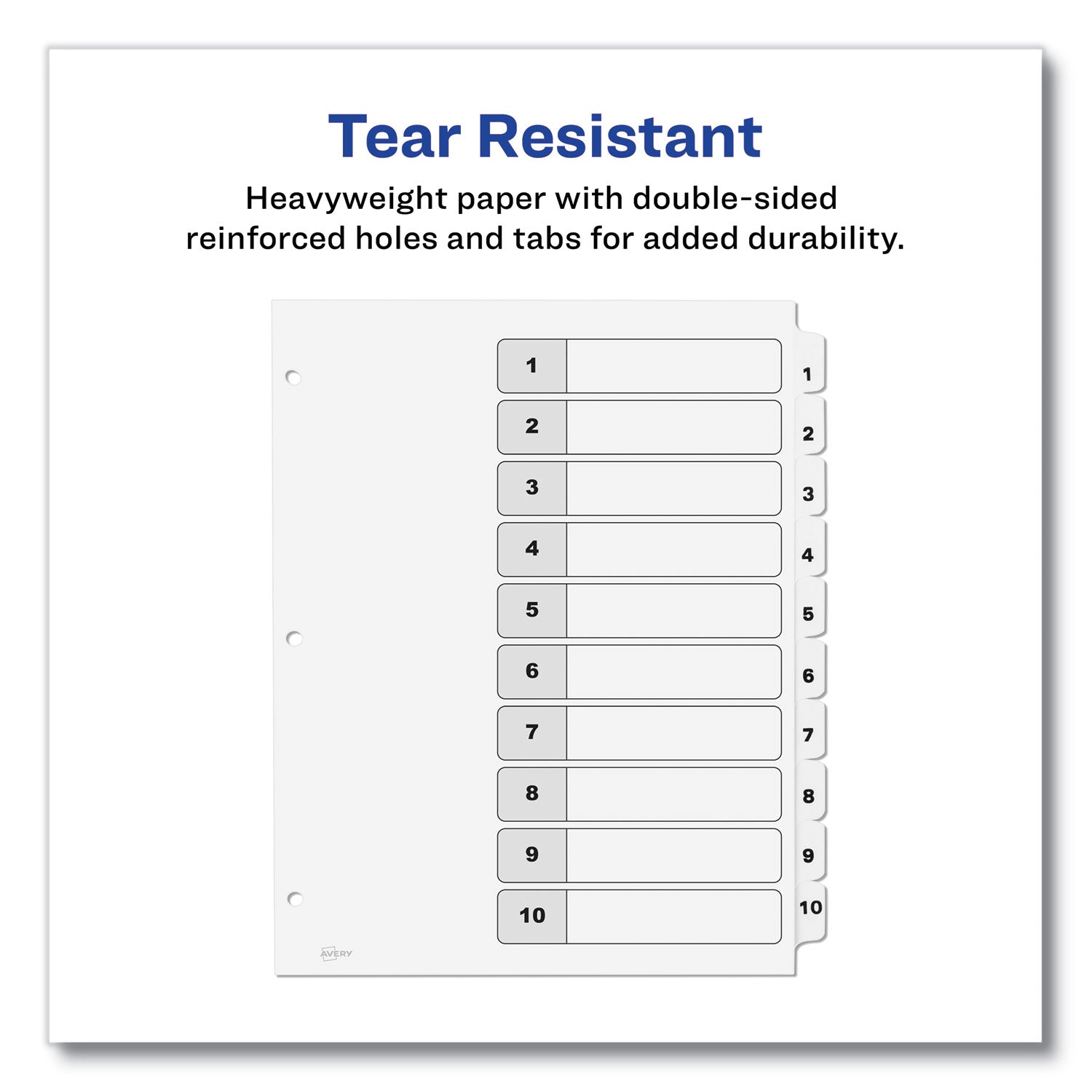 Avery Customizable Table of Contents Dividers - 10 Tab Index Tabs (1-10), 11 x 8.5 Inches, White, 6 Sets - Perfect for Office Organization, School Binders & Document Filing
