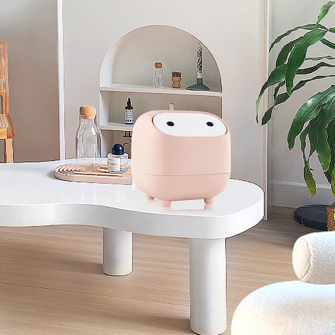 Acecharming 5L Mini Table Trash Can with Lid - Small Plastic Waste Bin for Desk, Office, Bathroom - Perfect for Disposing Cotton Rounds, Makeup Sponges, Tissues & Small Trash - Compact & Stylish Home & Office Organizer