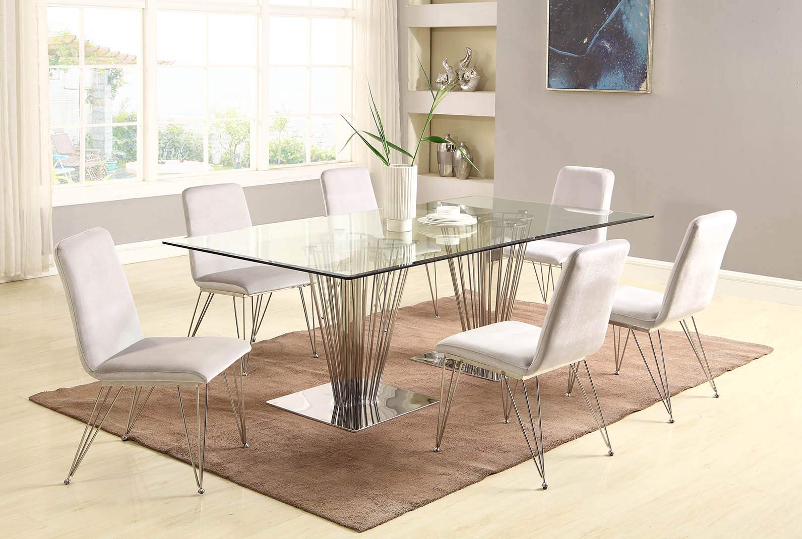 Fiona Modern Silver Dining Table - Elegant & Durable for Small Spaces, Compact Kitchens, and Cozy Dining Rooms