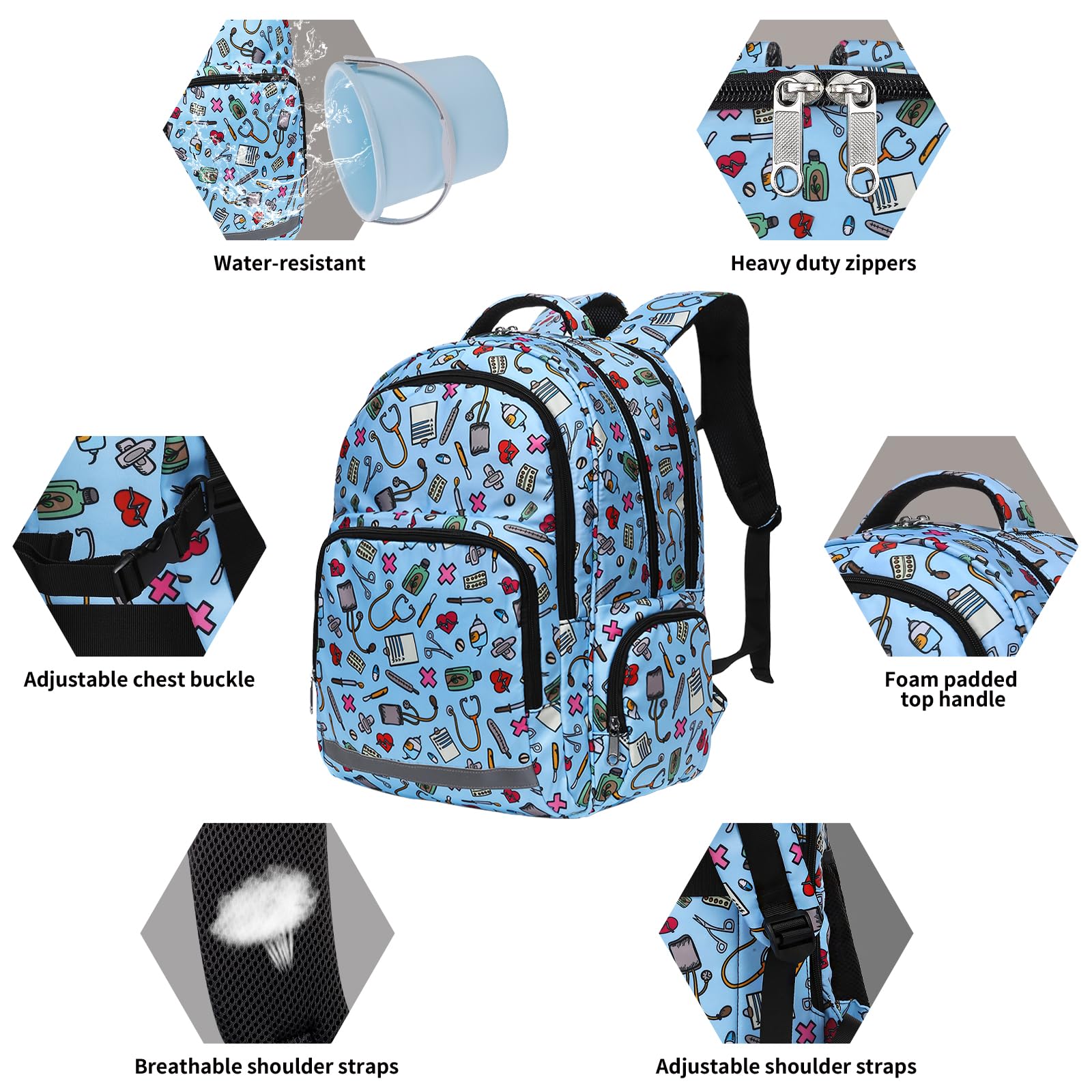 Gatycallaty Nurse Backpack for Women - Waterproof Laptop Backpack for Nursing Students, CNA, CMA - Hospital, College & Commuter Essentials Bag - Perfect Gift for Nurses (Blue) | Ideal for Clinical Rotations, Work & Travel