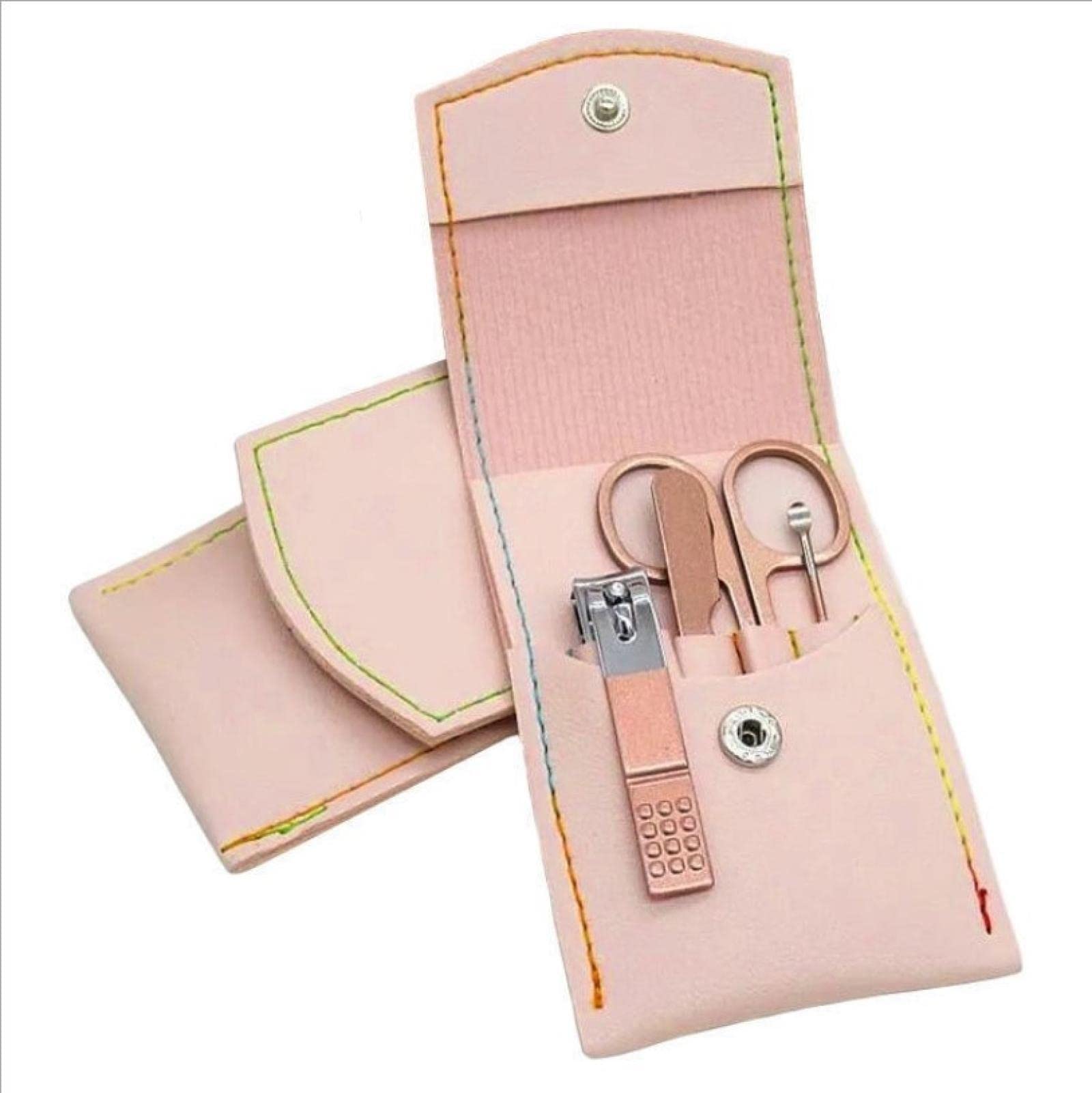 Premium 4-Piece Nail Clipper Set with Scissors, File & Leather Case - Rose Gold Manicure Kit for Thick Nails, Home Travel Grooming Gift (Ideal for Home Care, Travel Essentials & Salon Professionals)