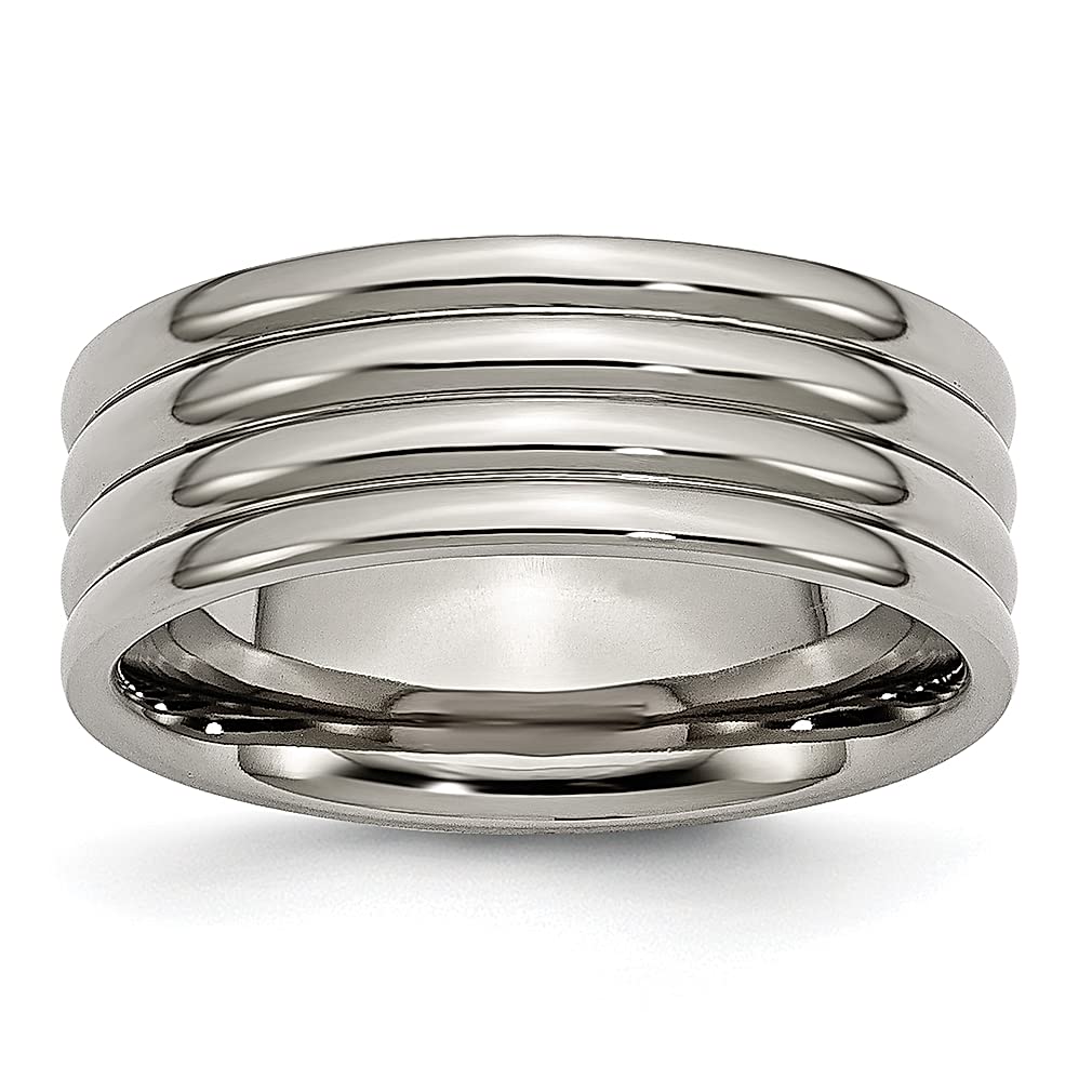 ICE CARATS 8mm Titanium Grooved Wedding Band Ring for Women - Durable & Hypoallergenic Jewelry Gift for Her - Perfect for Anniversaries, Engagements & Everyday Wear