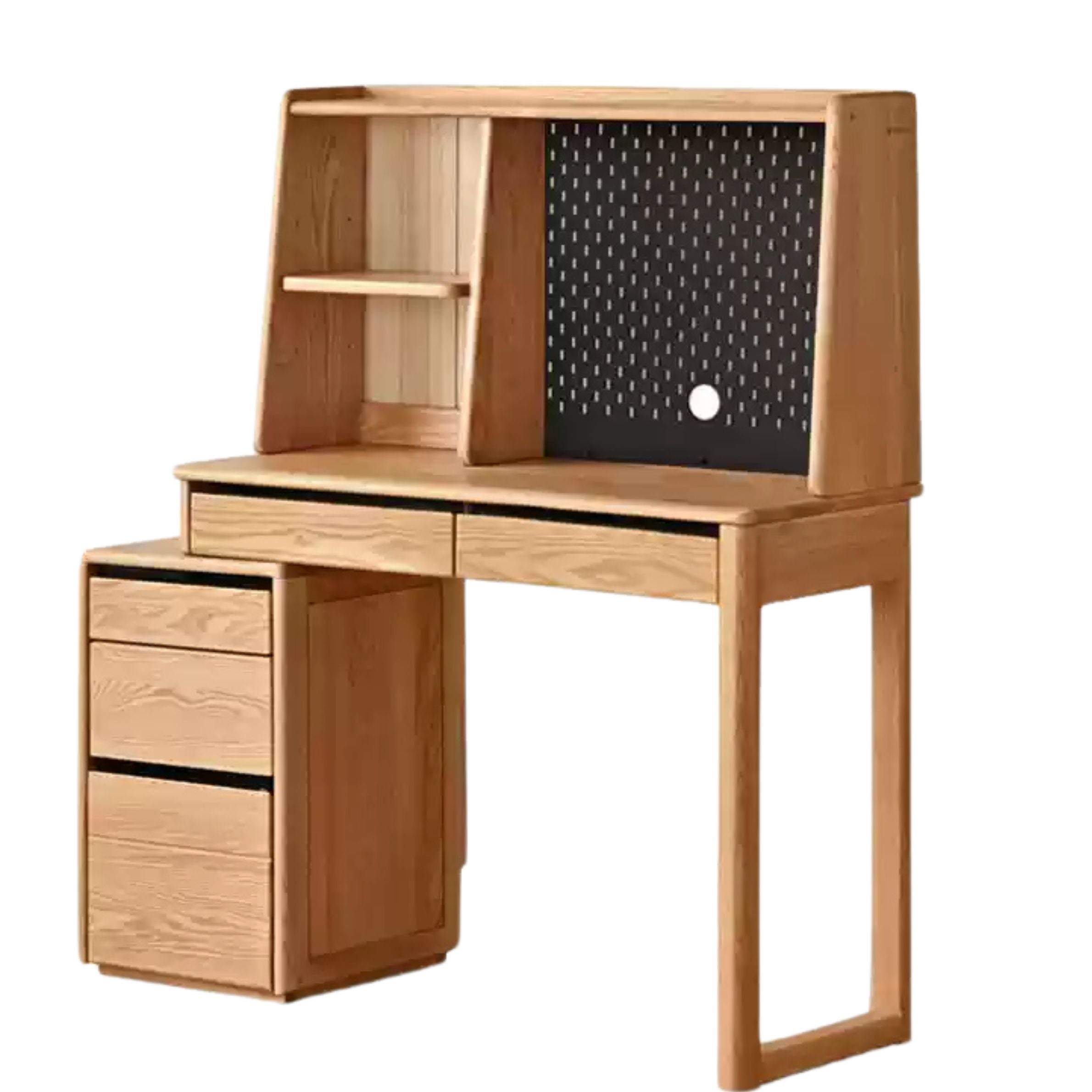 Solid Oak Wood Modern Adjustable Computer Desk - Extendable Workstation for Home Office, Gaming & Study