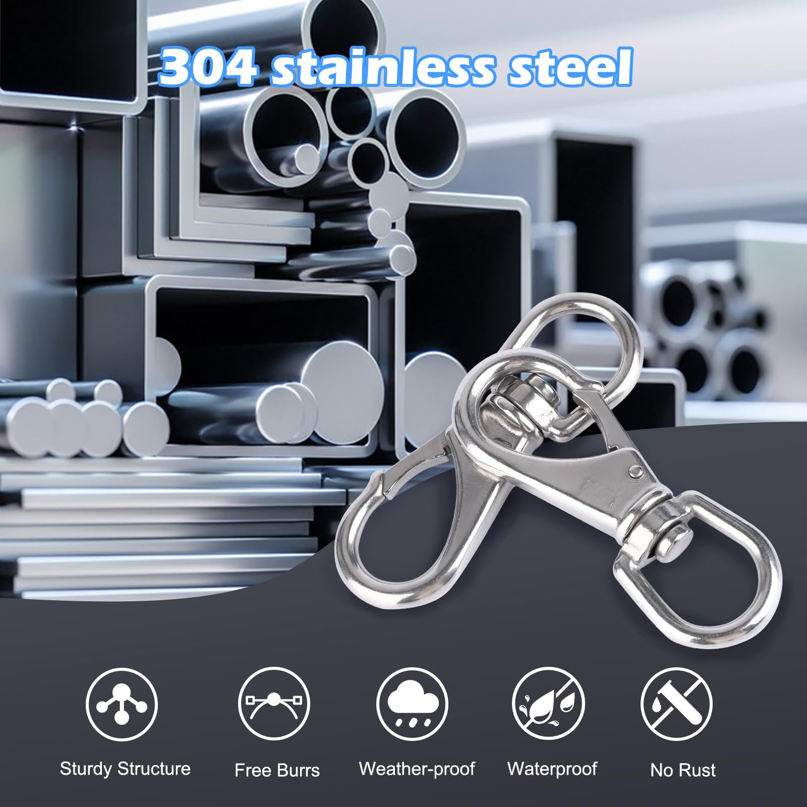 Premium Stainless Steel Swivel Hooks - 2-Pack 4.6 Inch Heavy Duty Spring Clips for Flagpole Ropes, Dog Leashes, Boat Anchors & More | Durable Keychain Hooks for Purses, Pet Chains & Bird Feeders | Outdoor & Marine Use