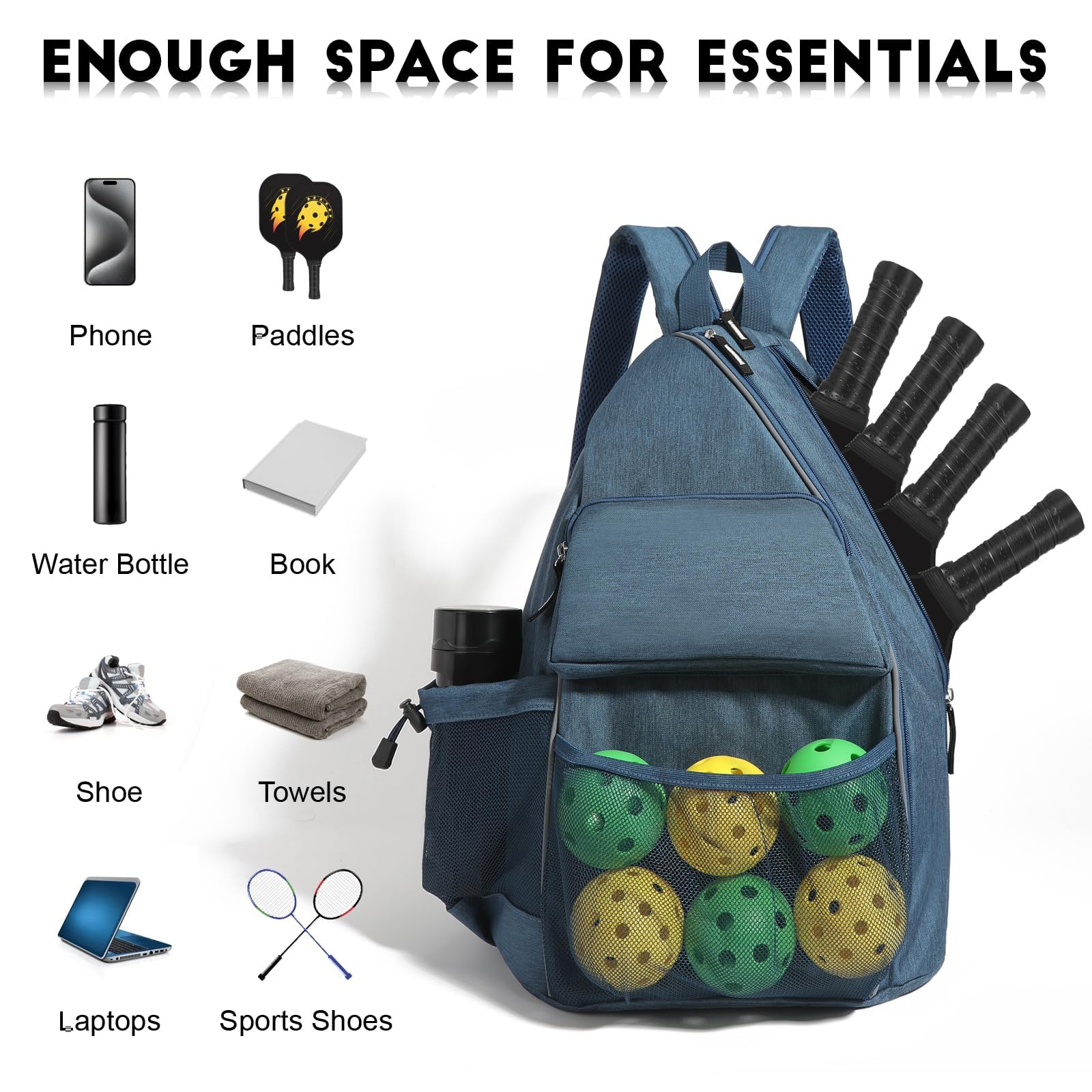 GOROANLY Large Capacity Tennis Sports Bag - Adjustable Multi-Functional Backpack for 4 Paddles, Perfect for Tennis, Squash & Cross-Body Sports with Fence Hook (Red) - Great for Court Training, Gym Workouts & Outdoor Activities