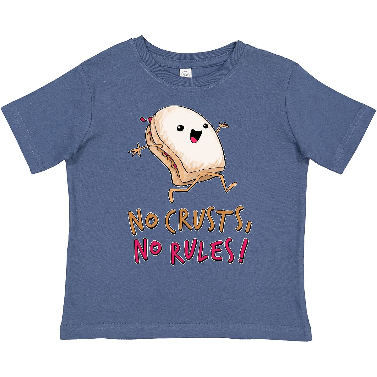 Inktastic Funny PB&J Sandwich Toddler T-Shirt - No Crusts No Rules Design for Kids & Toddlers - Perfect for Playdates, Daycare & Casual Outings