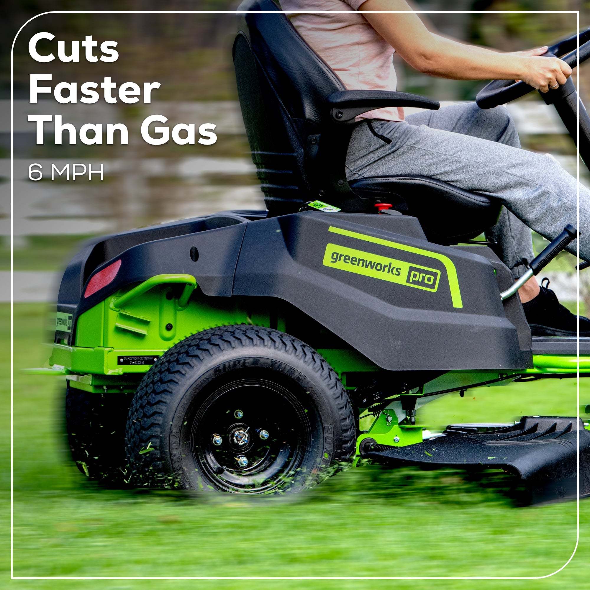 60V 42-Inch Cordless Battery Riding Lawn Mower with 6 x 8.0Ah Batteries & 3 Dual Port Turbo Chargers - Perfect for Large Yard Maintenance and Commercial Landscaping