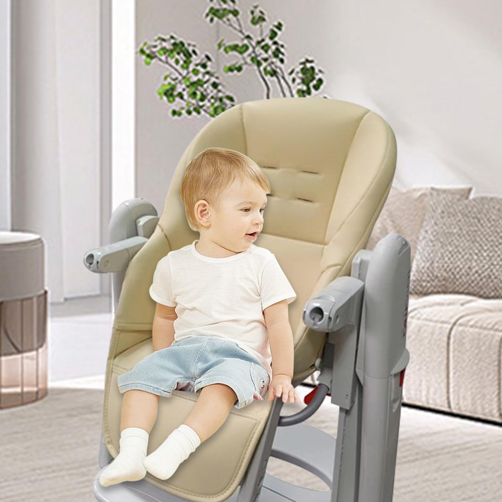 Premium Baby High Chair Cushion Cover - PU Leather Dining Chair Pad Replacement for Peg Perego Tatamia | Soft & Comfortable Infant Seat Protector | Perfect for Home, Restaurant & Travel Use