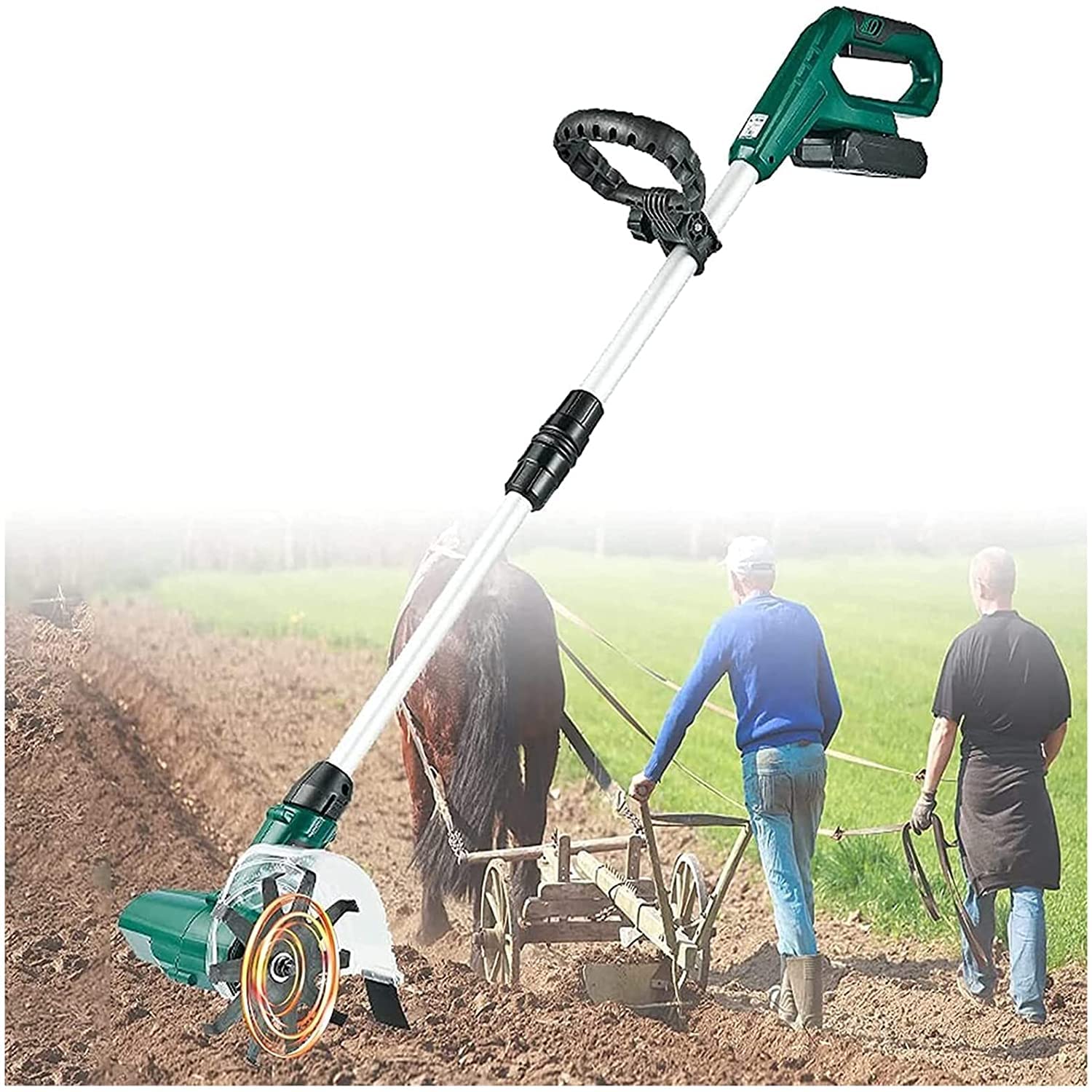 20V Cordless Garden Cultivator & Rotavator - 1500mAh Lithium Battery, 27mm Working Width, 62mm Max Depth, Powerful Blade for Lawn & Soil - Perfect for Home Gardening, Landscaping & Small Farm Use