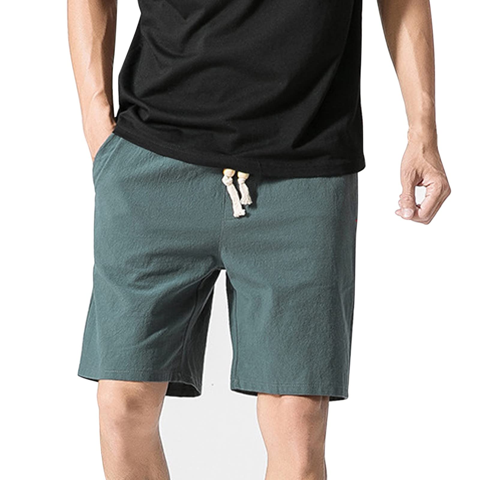 Men's Linen Cotton Beach Pants - Loose Fit Summer Board Shorts for Men - Quick Dry Comfortable Casual Swim Trunks (Perfect for Beach Vacation, Pool Party & Outdoor Activities)