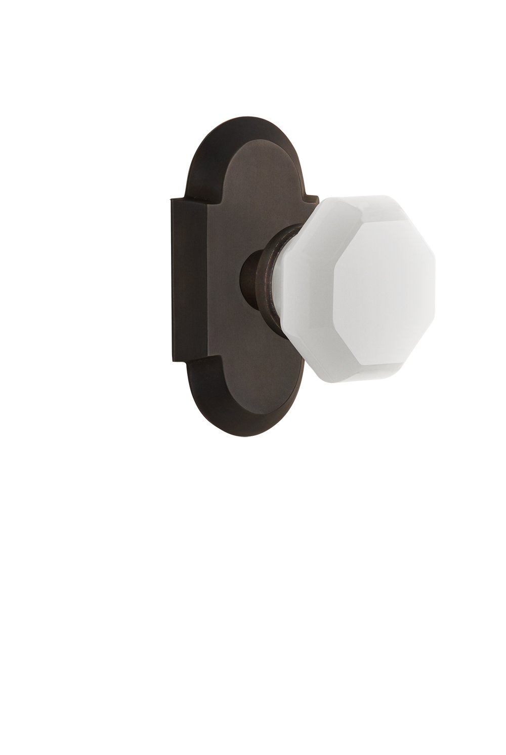 Vintage Waldorf White Milk Glass Knob - Nostalgic Warehouse 748563 Cottage Plate Single Dummy in Oil-Rubbed Bronze | Perfect for Cabinet, Drawer & Furniture Hardware Replacement