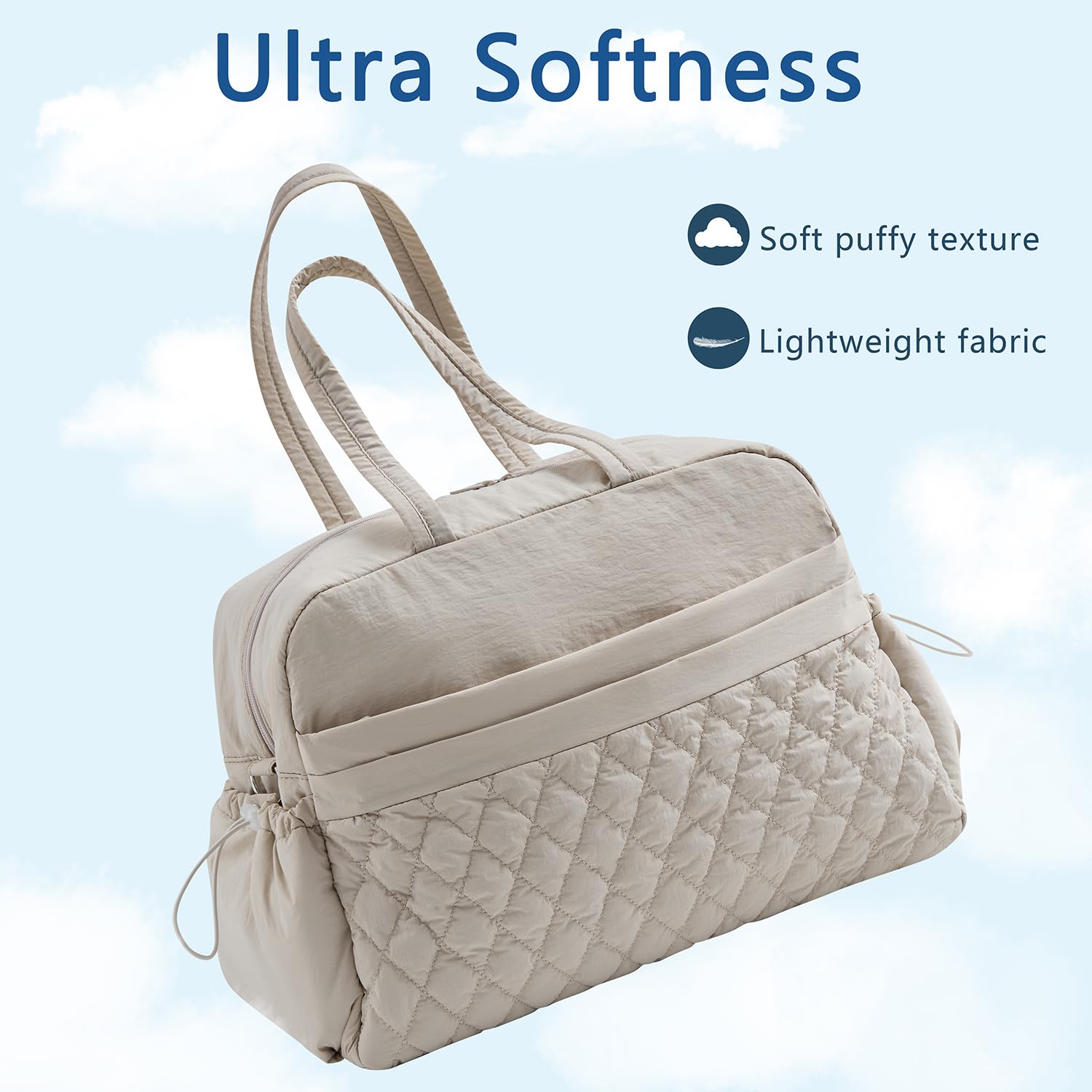 Waterproof Women's Duffle Bag - TSA Approved Carry On Gym Bag with Wet Pocket, Lightweight Travel Weekender Overnight Bag for Workout, Yoga, Hospital Visit - 16.5x7.5x11 Inch Personal Item Luggage (Camel) | Perfect for Gym, Travel, Sports & Business Trips