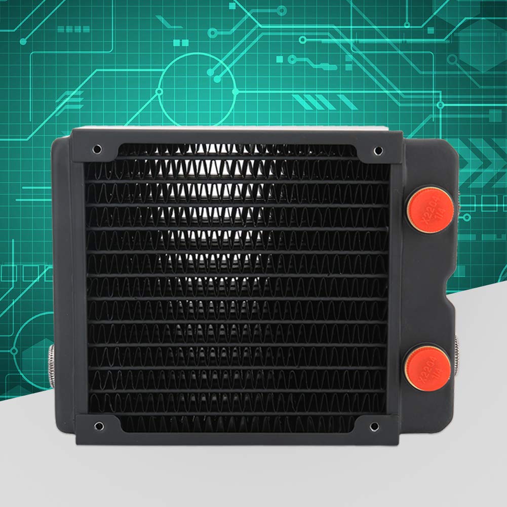 High Performance G1/4 120mm Copper PC Water Cooling Radiator - 3-Layer 12-Tube Computer Liquid Cooler with Copper Fins & Brass Chamber for Gaming PC, Workstation & Overclocking Builds - Perfect for High-End Cooling Systems and Silent PC Setups