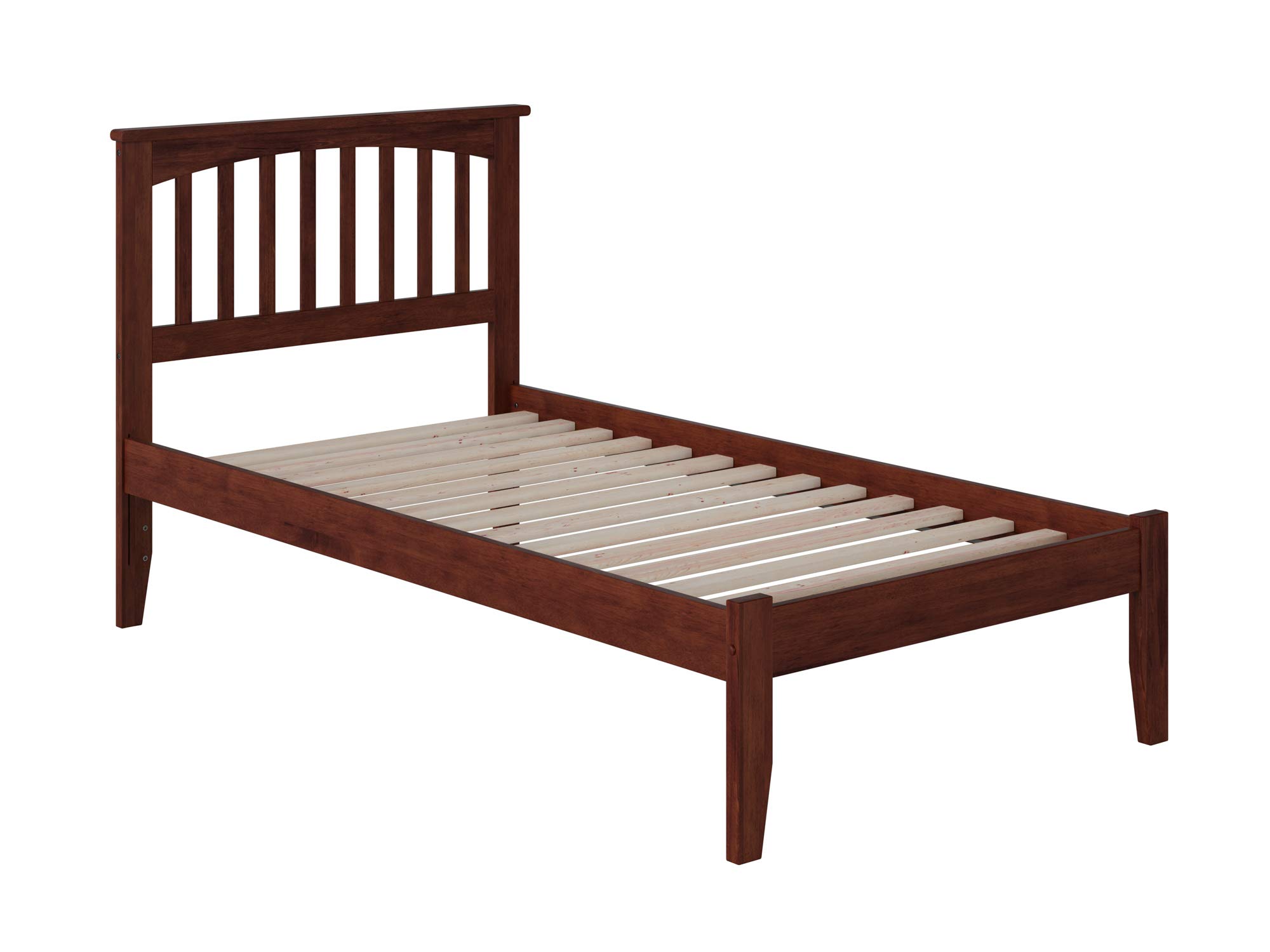 AFI Mission Twin Platform Bed with Attachable USB Charger - Modern Walnut Wood Bed Frame for Kids & Teens - Perfect for Small Bedrooms, Dorm Rooms & Shared Spaces
