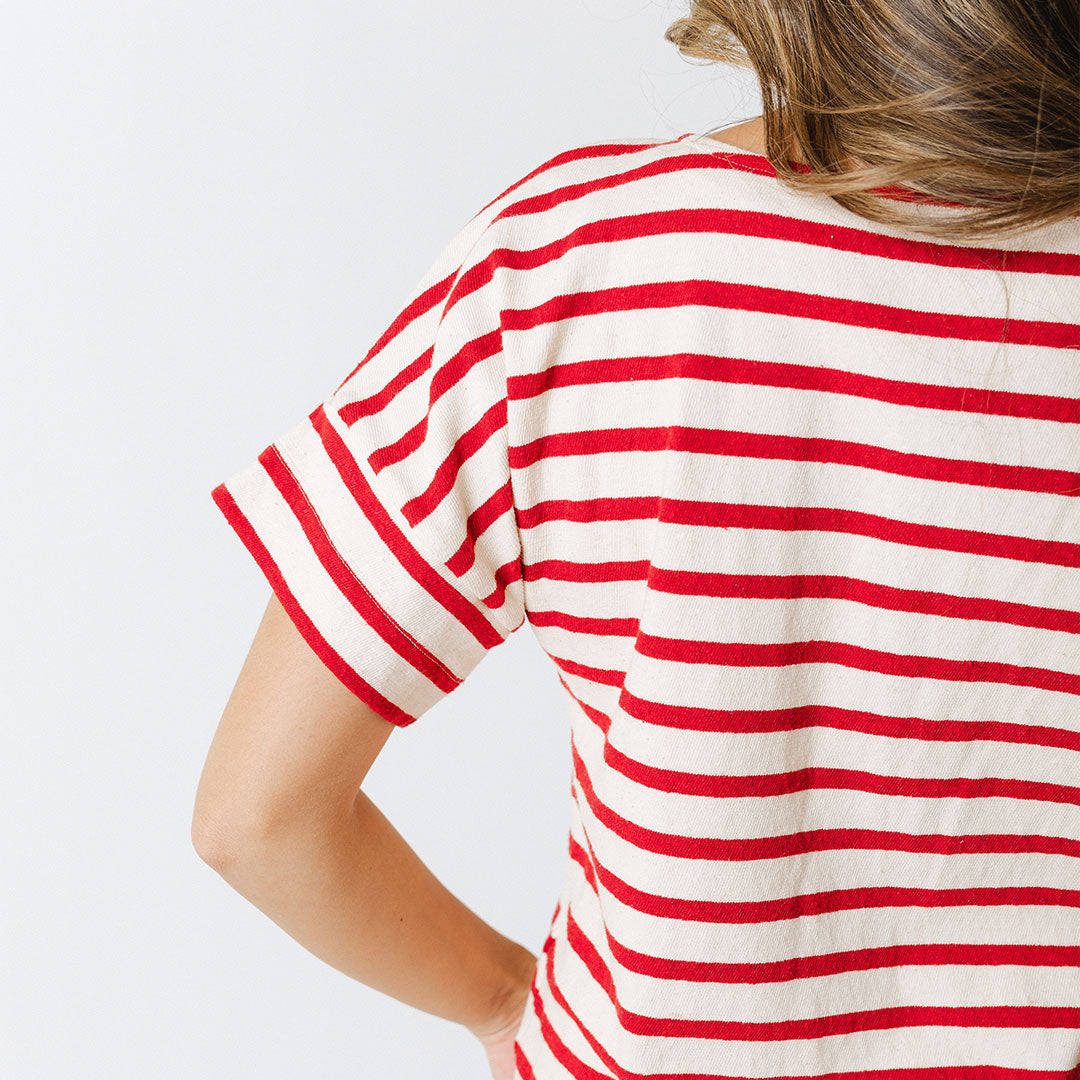 Boss Tee - Premium Men's Striped T-Shirt in Crimson Red | Casual Wear & Street Style Fashion