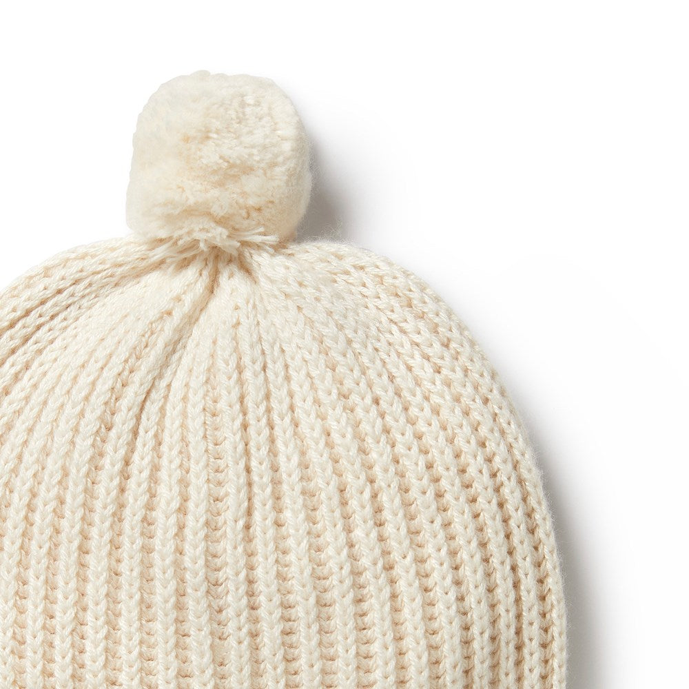 Ecru Knitted Ribbed Hat for Women & Men - Warm Winter Beanie for Outdoor Activities, Skiing, and Casual Wear