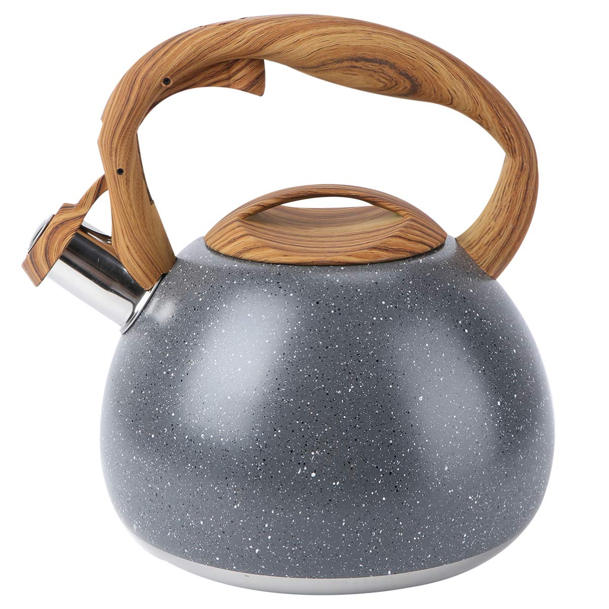DOITOOL 1Pc Stainless Steel Whistling Tea Kettle - Stovetop Coffee Pot for Gas & Electric Stoves - European Style Hot Water Kettle with Bamboo Handle - Perfect for Making Tea, Coffee & Hot Beverages at Home or Camping