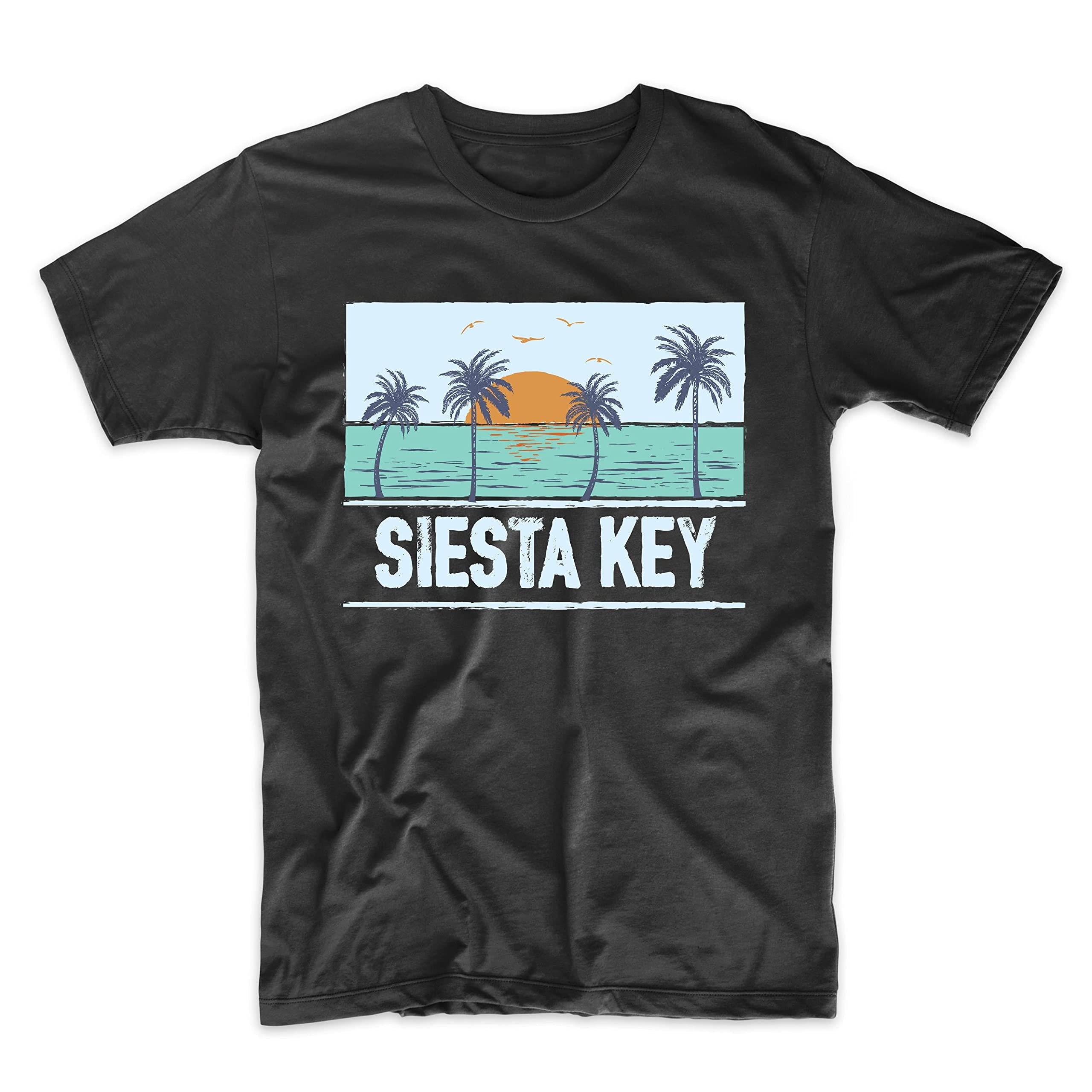 Retro Siesta Key Florida Tropical Sunset Beach Vacation T-Shirt - Soft Cotton Tee for Beach Lovers & Florida Travel Souvenirs | Perfect for Summer Vacations, Beach Trips & Tropical Getaways