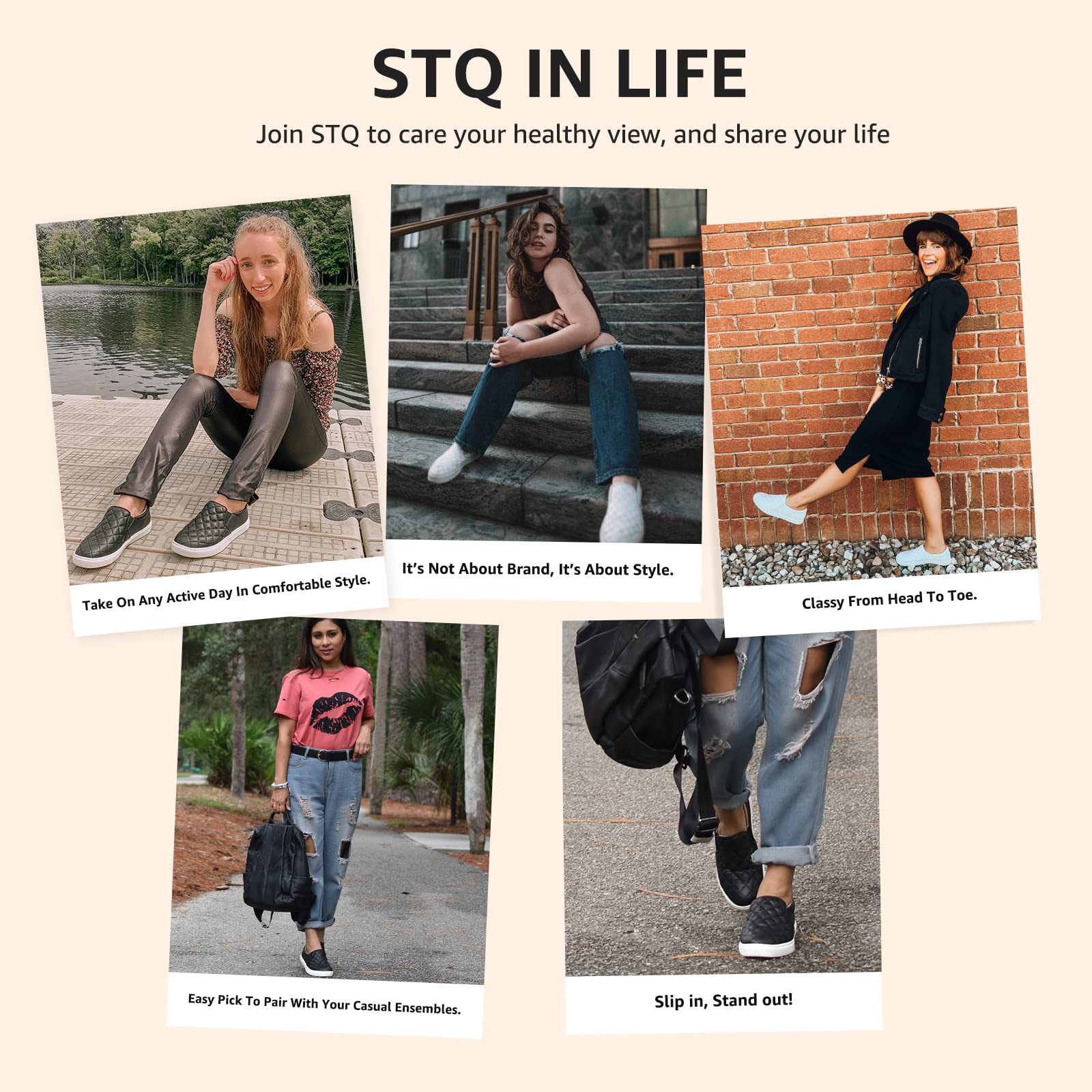STQ Women's Memory Foam Slip-On Loafers - Comfortable Quilted Sneakers for Fall & Winter - Perfect for Work, Travel & Casual Wear