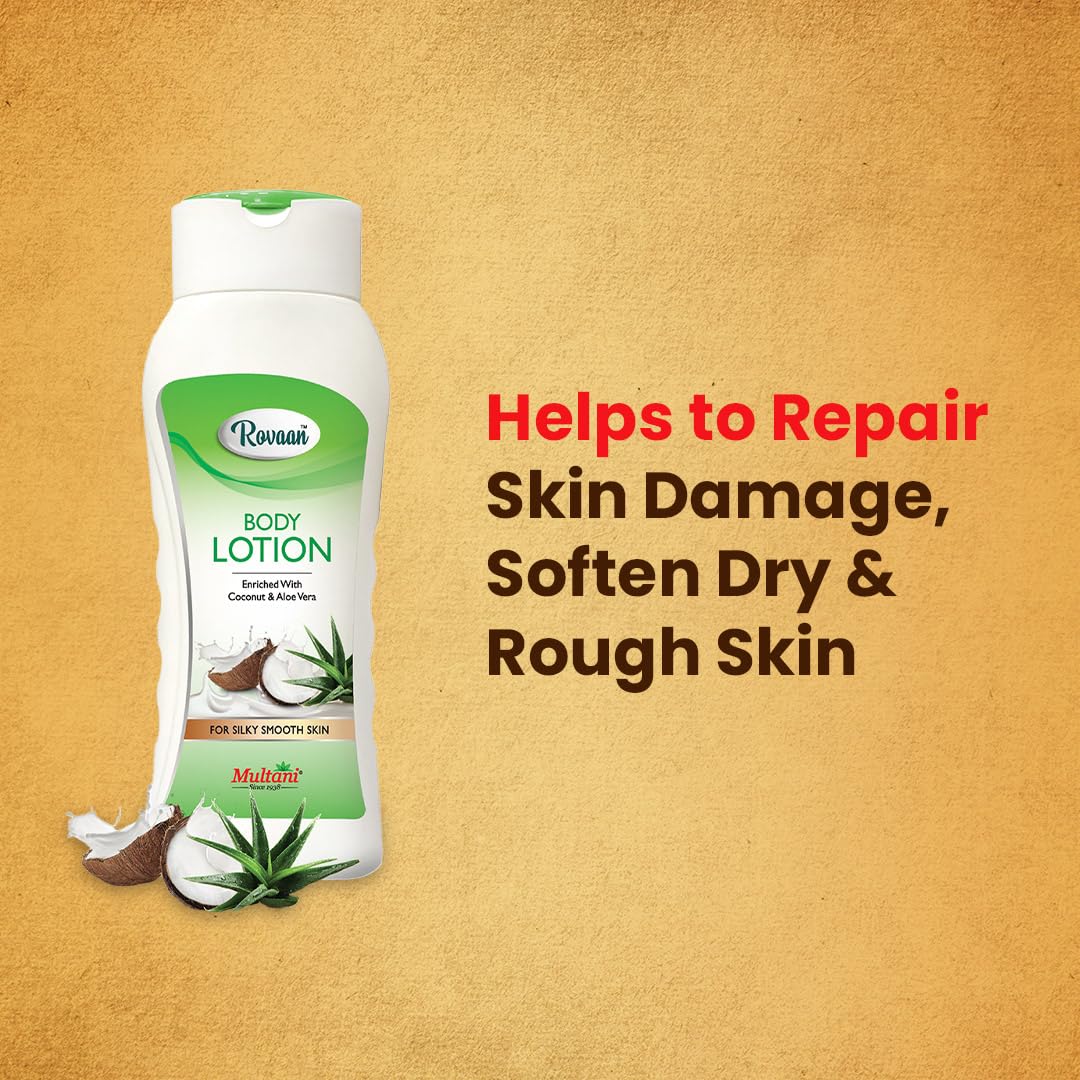 Nourishing Multani Rovaan Body Lotion with Shea Butter, Coconut & Aloe Vera | Deep Moisturizing Cream for Dry Skin | Skin Brightening & Hydrating Body Milk for All Seasons | 200ml | Perfect for Daily Skincare Routine & Post-Shower Hydration