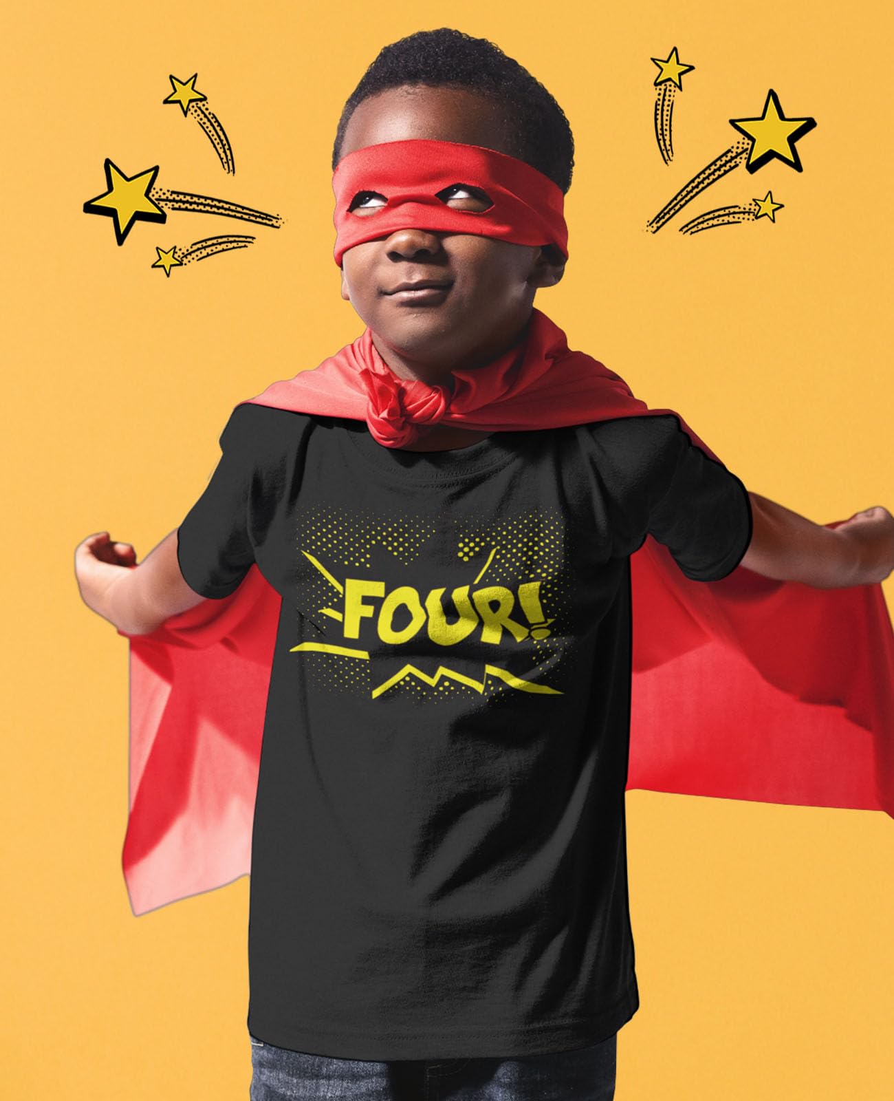 4th Birthday Shirt for Boys & Girls - Superhero Themed 4 Years Old Gift - Kids Party T-Shirt for Superhero Birthday Celebrations