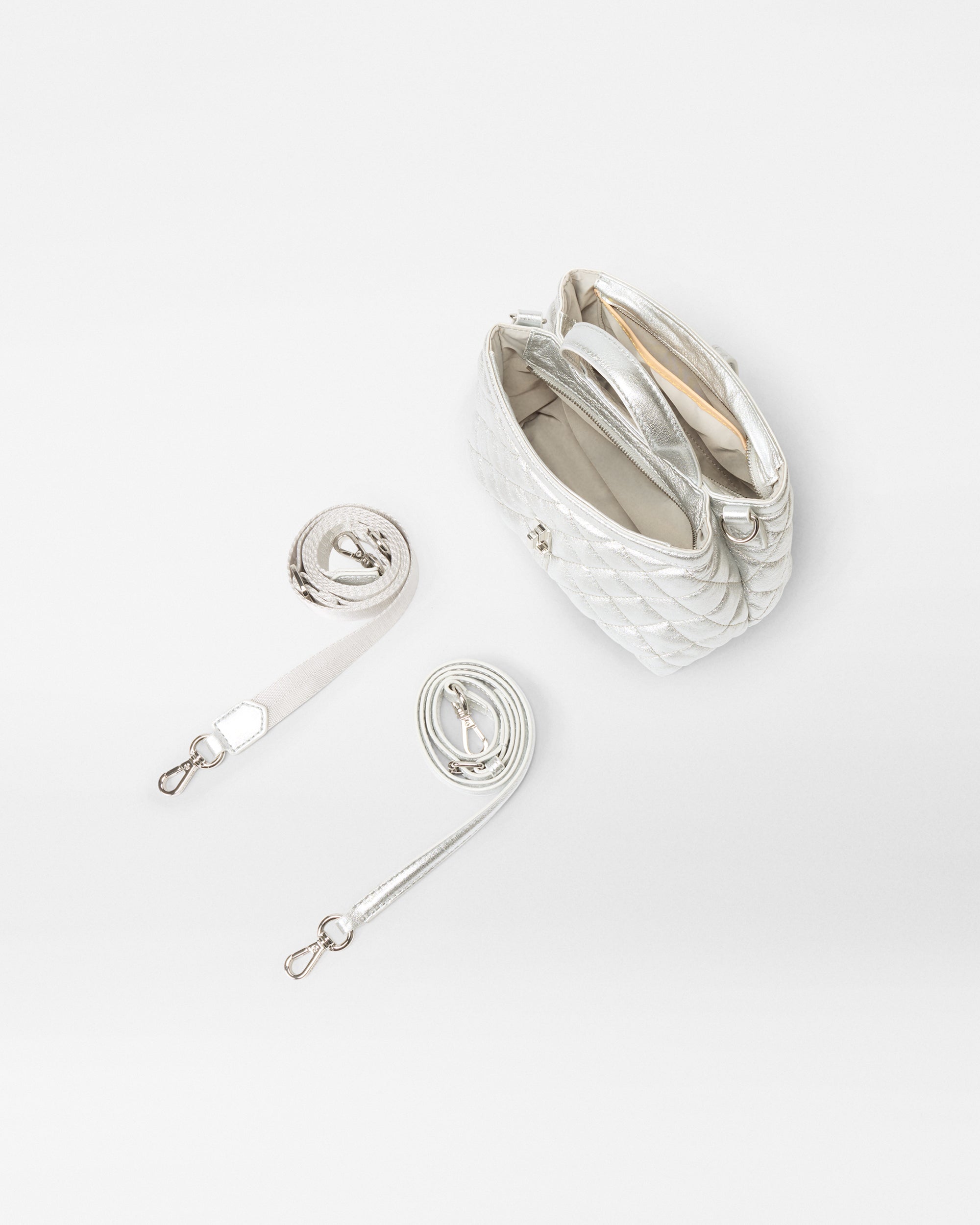 Silver Leather Mini Astor Top Handle Bag - Elegant Small Crossbody Purse for Women | Perfect for Date Night, Office & Evening Events