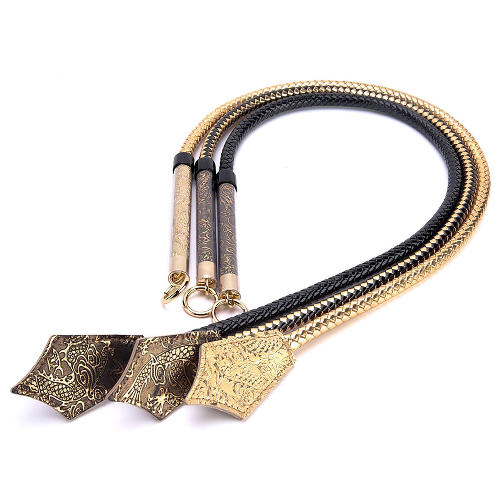 Premium Braided Leather BDSM Spanking Paddle - Bondage Whip for Couples, Sensual Play & BDSM Accessories - Gold Adult Sex Toy for Roleplay & Erotic Scenes
