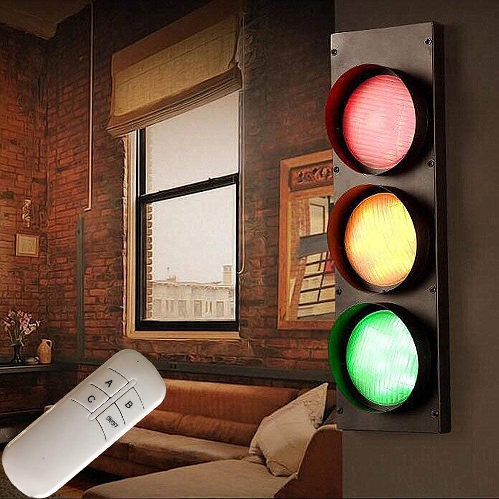 Retro LED Wall Lamp - Red Green Safety Light for Cafe & Bedroom