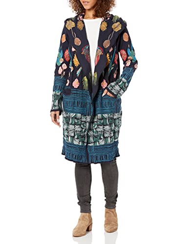 Biya Johnny Was Women's Long Sleeve Hoodie Duster Jacket - Soft Fleece Lined Oversized Cardigan for Casual Wear & Layering in Fall Winter