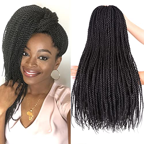 18 Inch 8 Packs Senegalese Twist Crochet Braids Hair - Pre-looped Small Twist Natural Black Hair Extensions for Black Women (8 Packs, Black) | Perfect for Protective Styling, Everyday Wear & Special Occasions