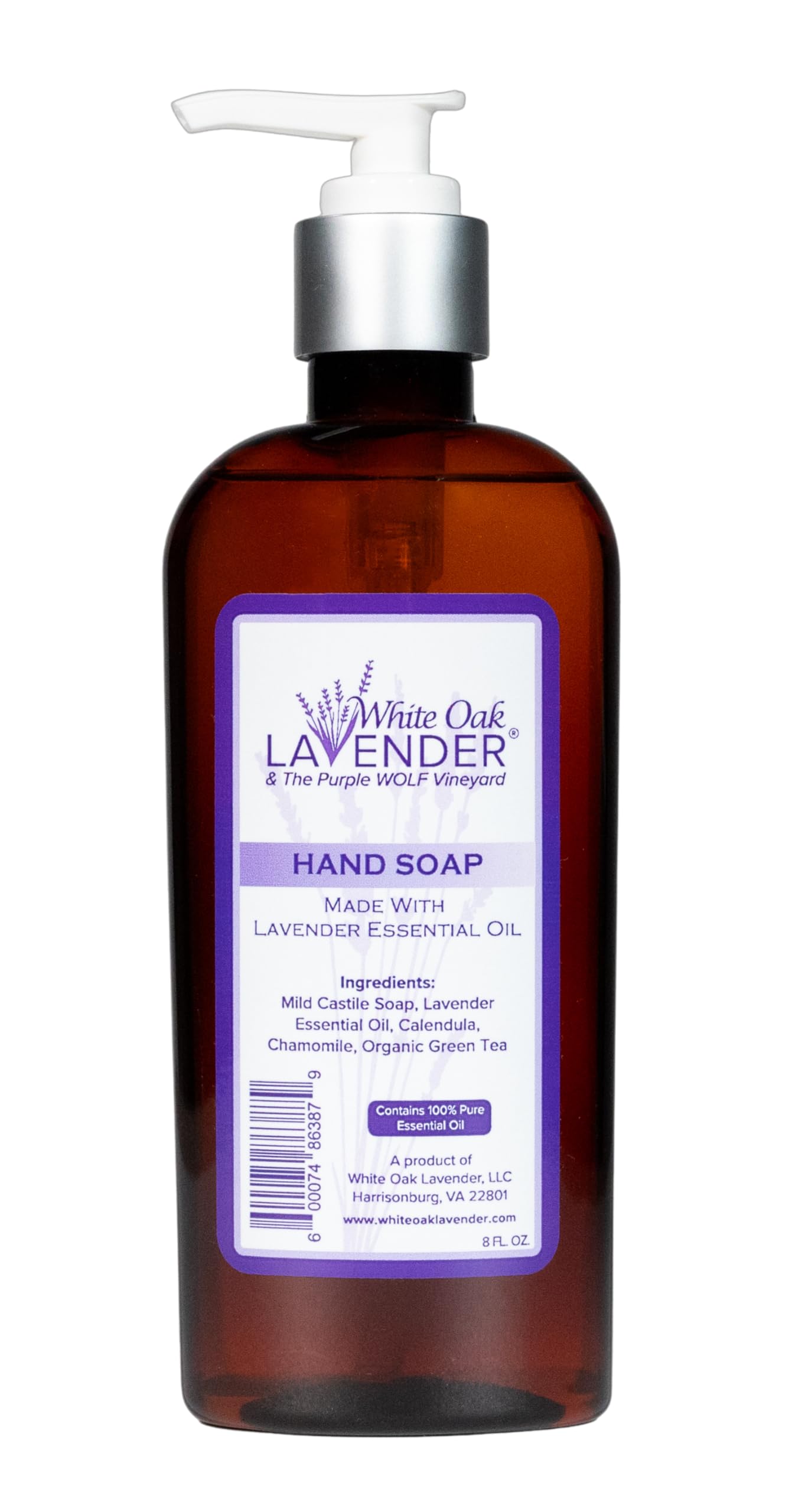 Natural Lavender Hand Soap - Moisturizing & Antibacterial - Refillable Pump Bottle for Bathroom, Kitchen & Office Use