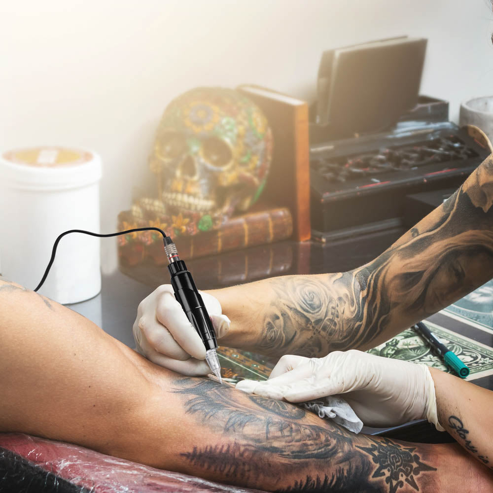 Professional Rotary Tattoo Machine Kit with Battery - 20 Vibrant Tattoo Inks & 10 Sterile Needles - Perfect for Beginners & Professional Tattoo Artists - Home Studio & Tattoo Parlor Use