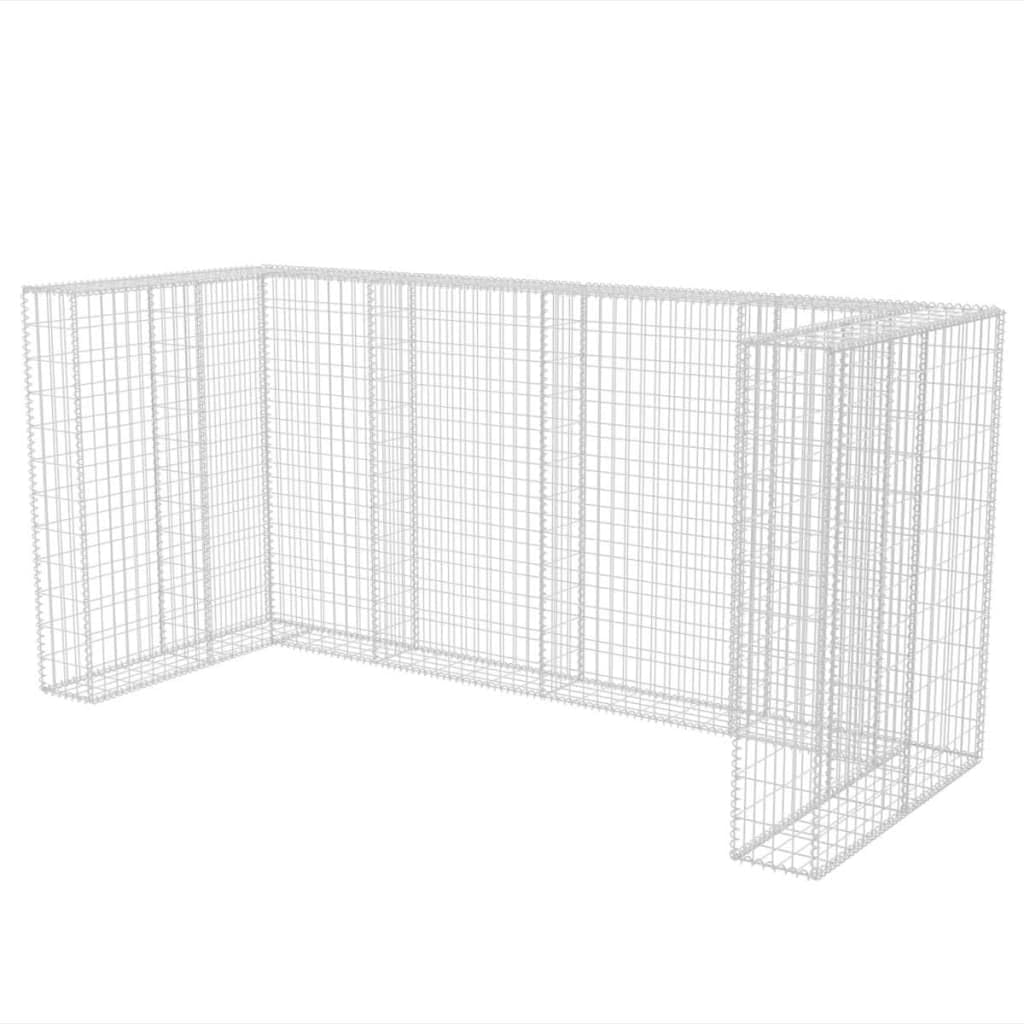 vidaXL Outdoor Garbage Can Storage - Steel Trash Can Enclosure Shed for Double Wheelie Bins | Patio, Yard & Garden Waste Management Solution | Weatherproof & Durable Design for Backyard Organization