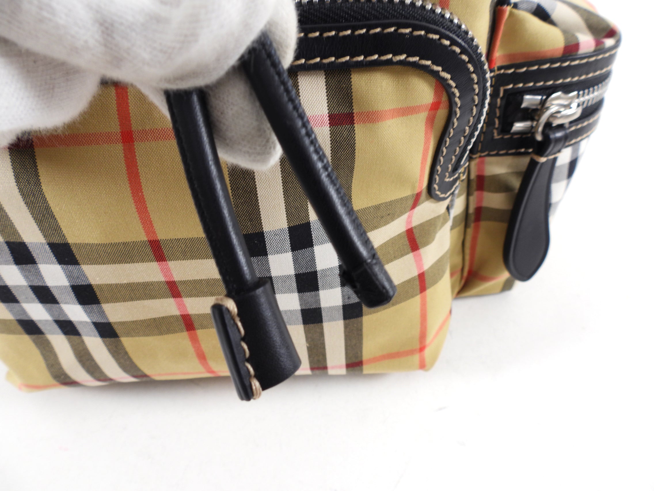 Burberry Large Check Fabric and Leather Backpack for Women & Men - Stylish Designer Travel Backpack for Work, School & Daily Commute