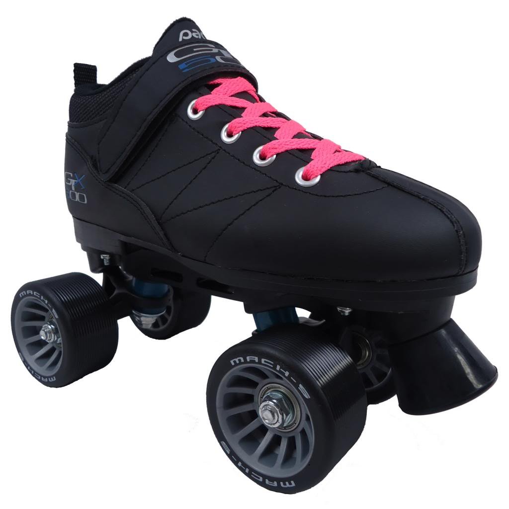 Pacer Mach-5 GTX500 White Quad Roller Skates for Women & Men - Adjustable with 2 Pairs of Laces (Pink & White) - Perfect for Indoor & Outdoor Skating, Rink, Fitness & Roller Derby
