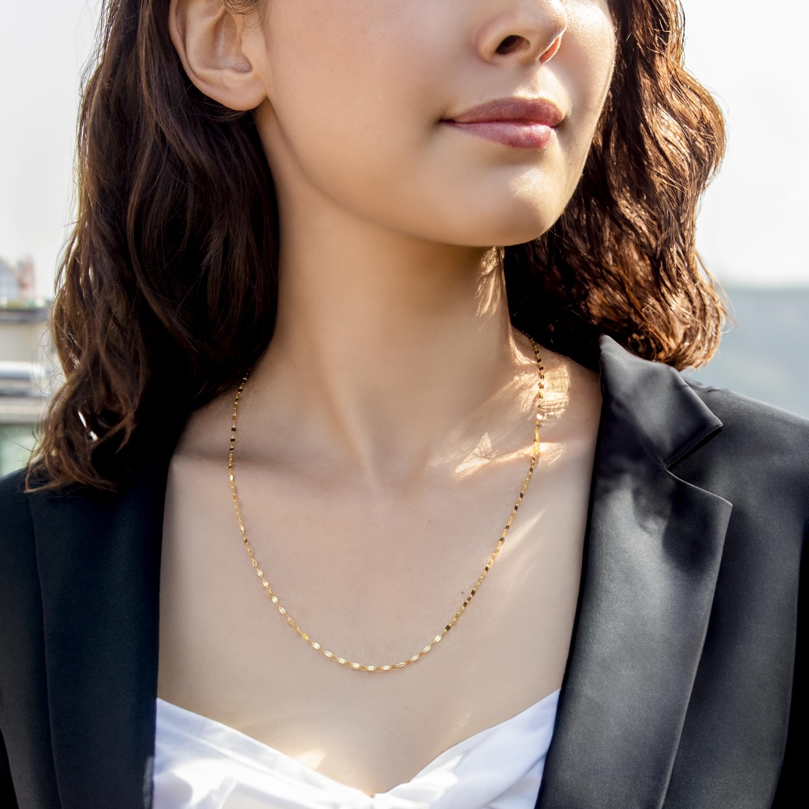CARISSIMA 9K Yellow Gold Forzatina Chain Necklace for Women - 51cm (20 Inches) - Elegant Layering Piece for Everyday Wear & Special Occasions