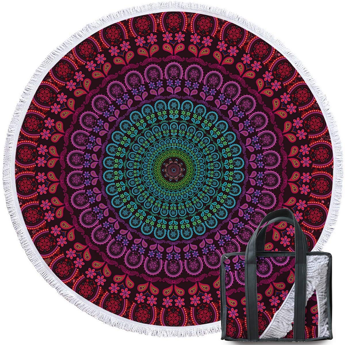 Bohemian Round Mandala Beach Towel - Large 60